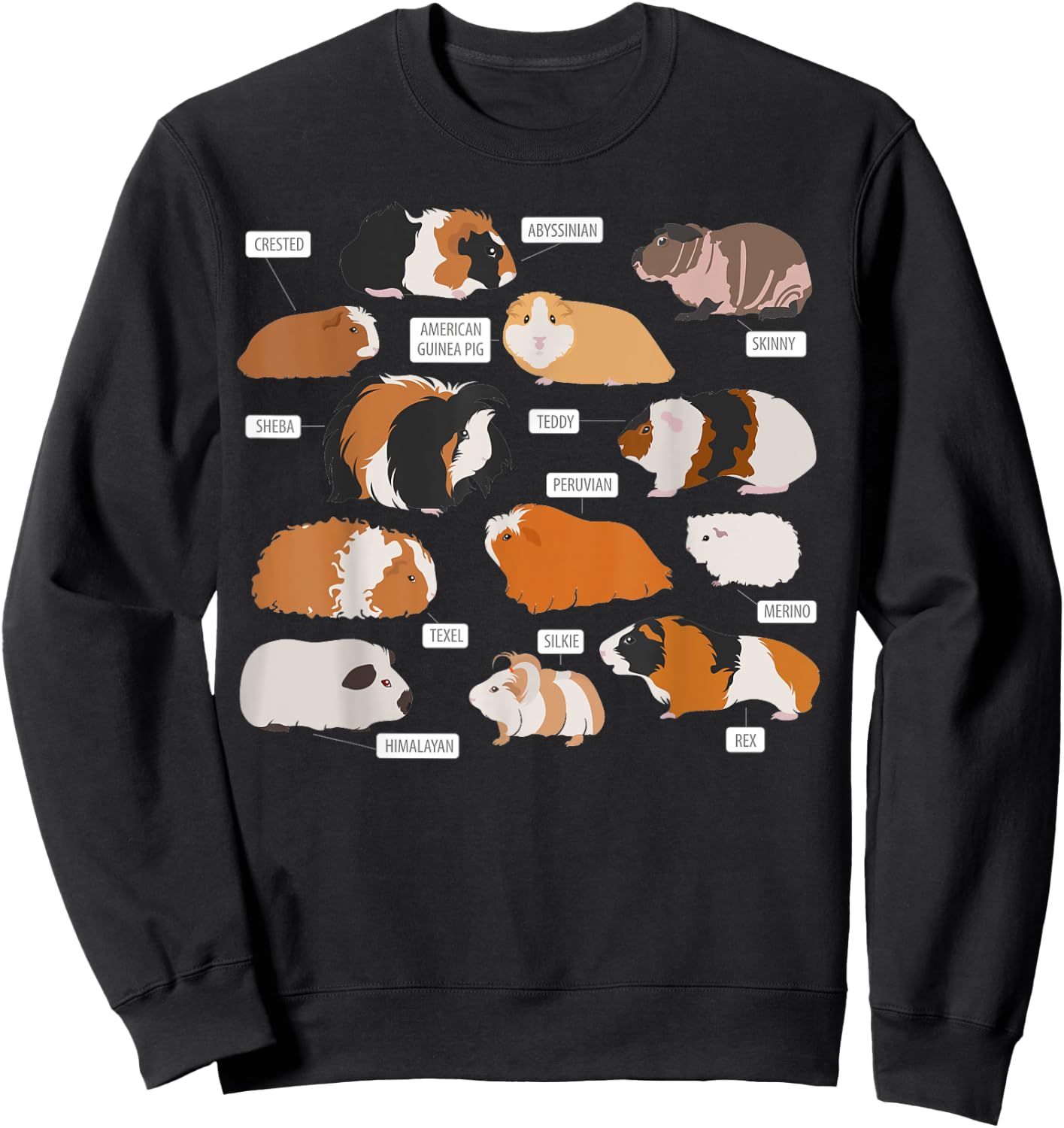 Guinea pig breeds Shirt Shirt Costume Clothing Accessories Sweatshirt - Sweatshirt | Black