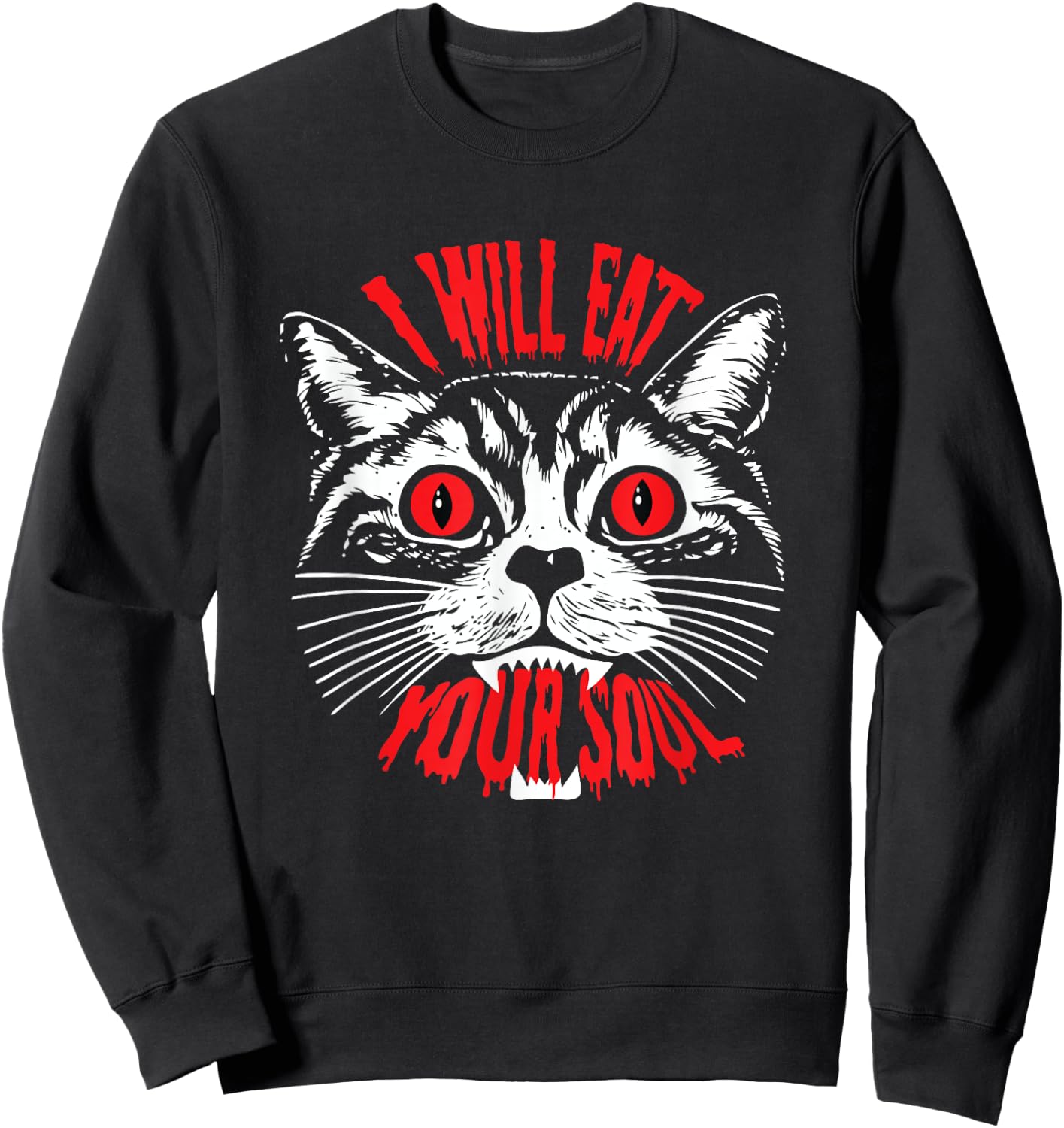 I Will Eat Your Soul Satanic Cat Spooky design for Halloween Sweatshirt - Sweatshirt | Black