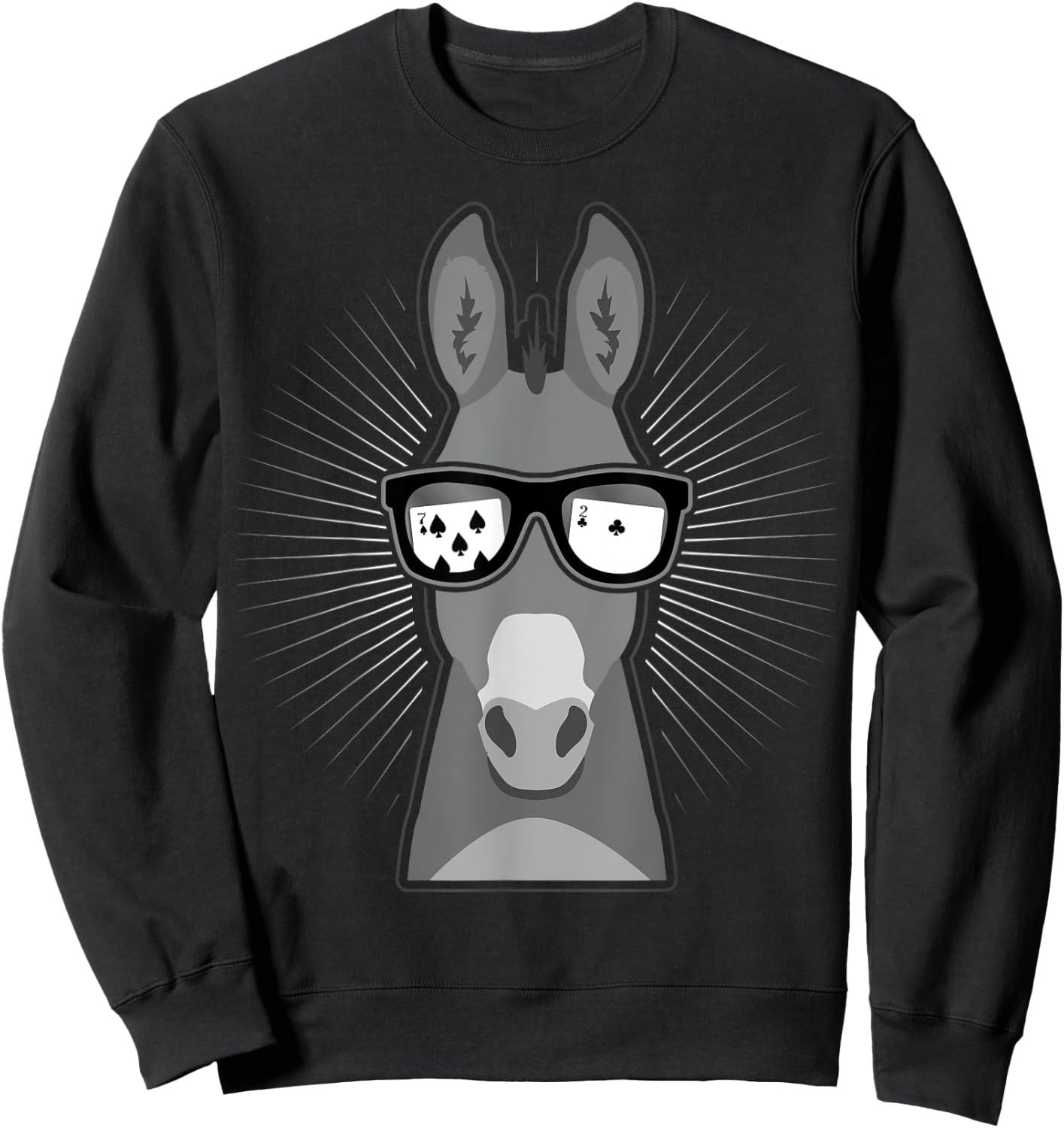 Funny Donkey Card Player With Seven Deuce Sweatshirt - Sweatshirt | Black