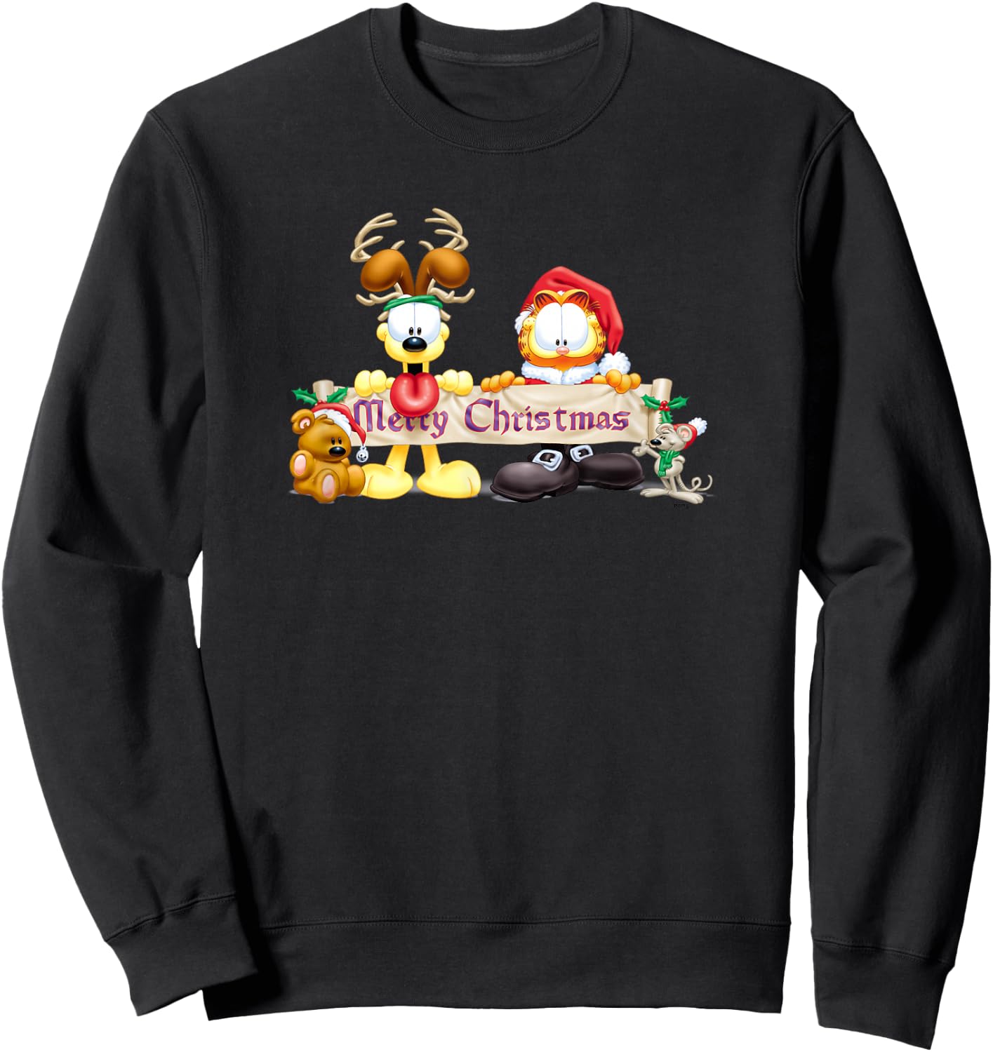 Garfield Christmas Banner Sweatshirt - Sweatshirt | Black