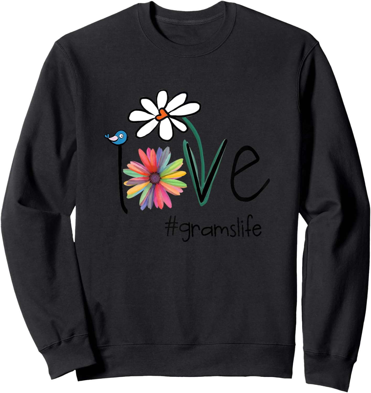 Love Grams Life - Art Flower Sweatshirt - Sweatshirt | Black