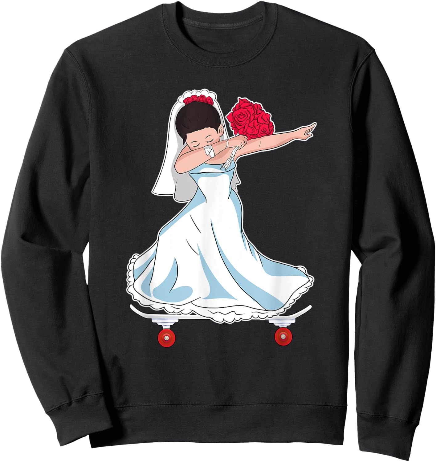 Skateboarding Wedding Bride on Skateboard Gift Skater Sweatshirt - Sweatshirt | Black