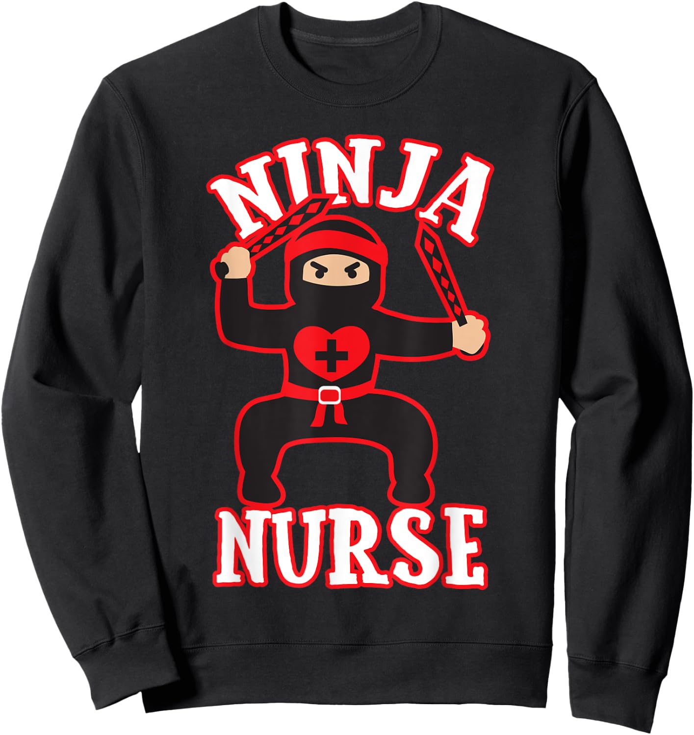 Cool Ninja Nurse Nursing Hospital Funny Gift Sweatshirt - Sweatshirt | Black
