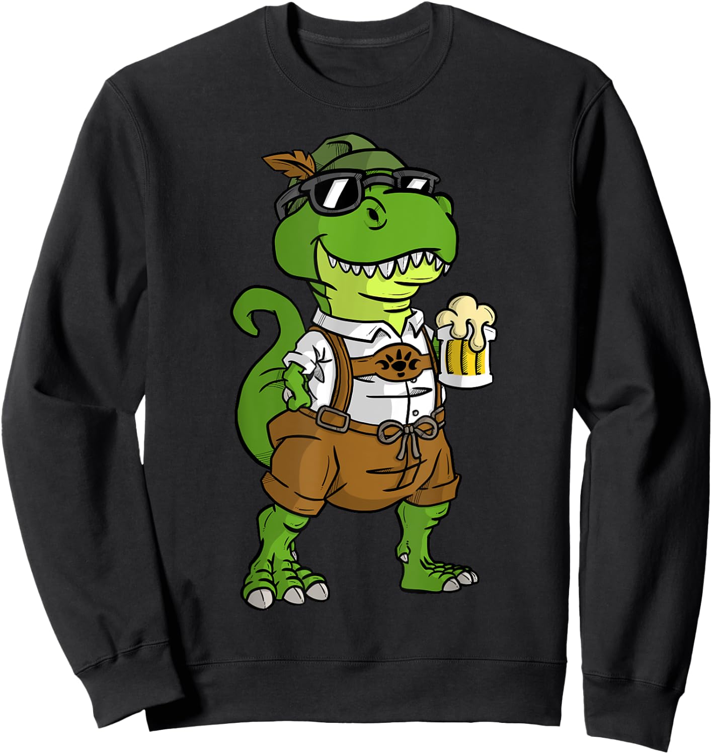 Dinosaur Drinking Beer T-Rex Oktoberfest Sweatshirt - Sweatshirt | Black