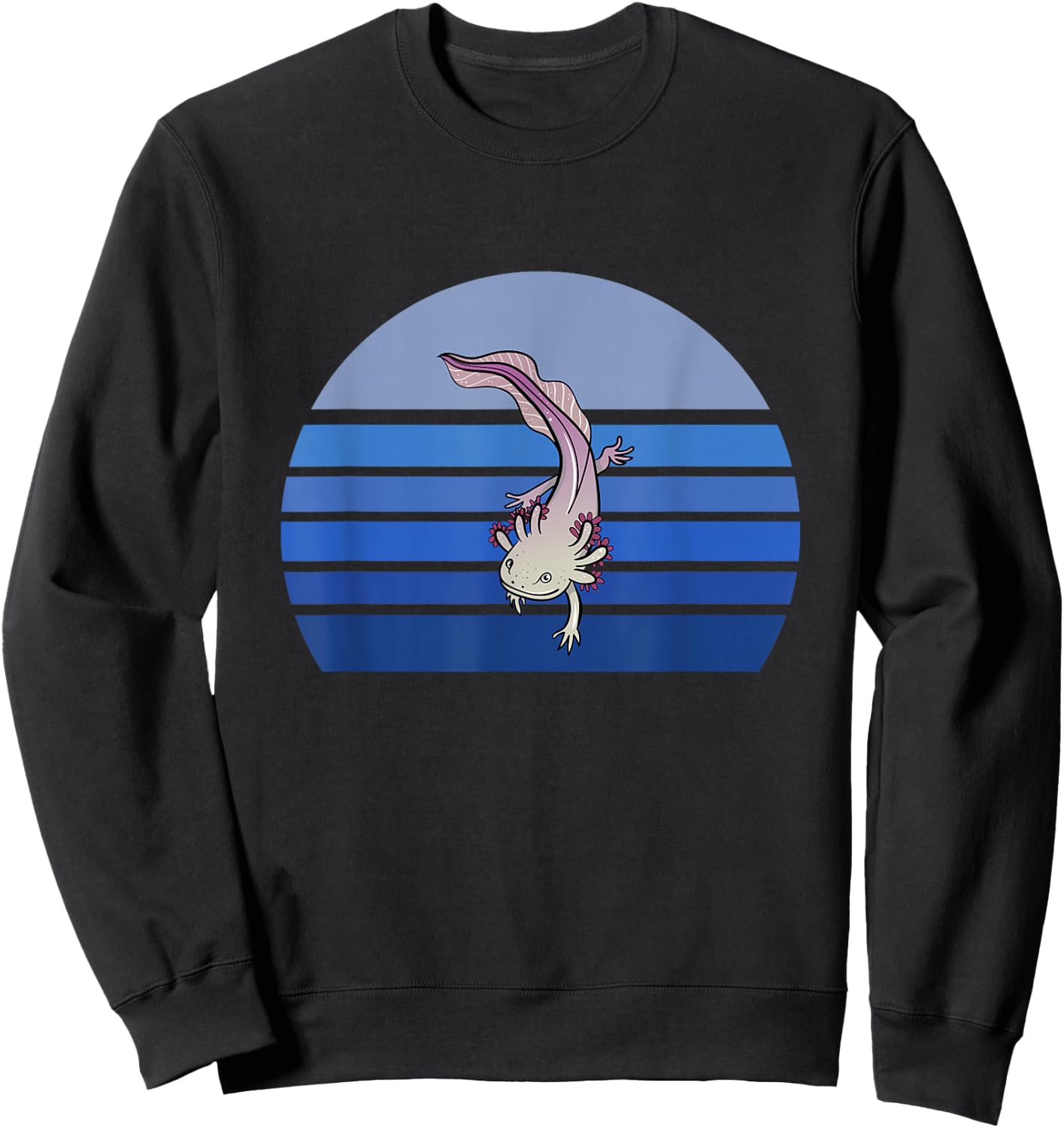 Blue Retro Axolotl Mexican Salamander Gift Lover Sweatshirt - Sweatshirt | Black