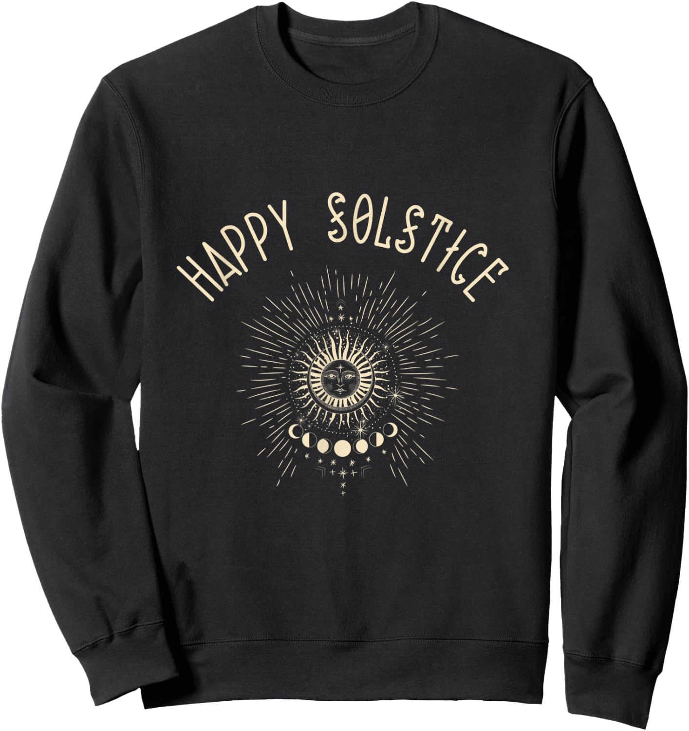 Happy Solstice Winter Sun Holiday Celestial Christmas Gift Sweatshirt - Sweatshirt | Black