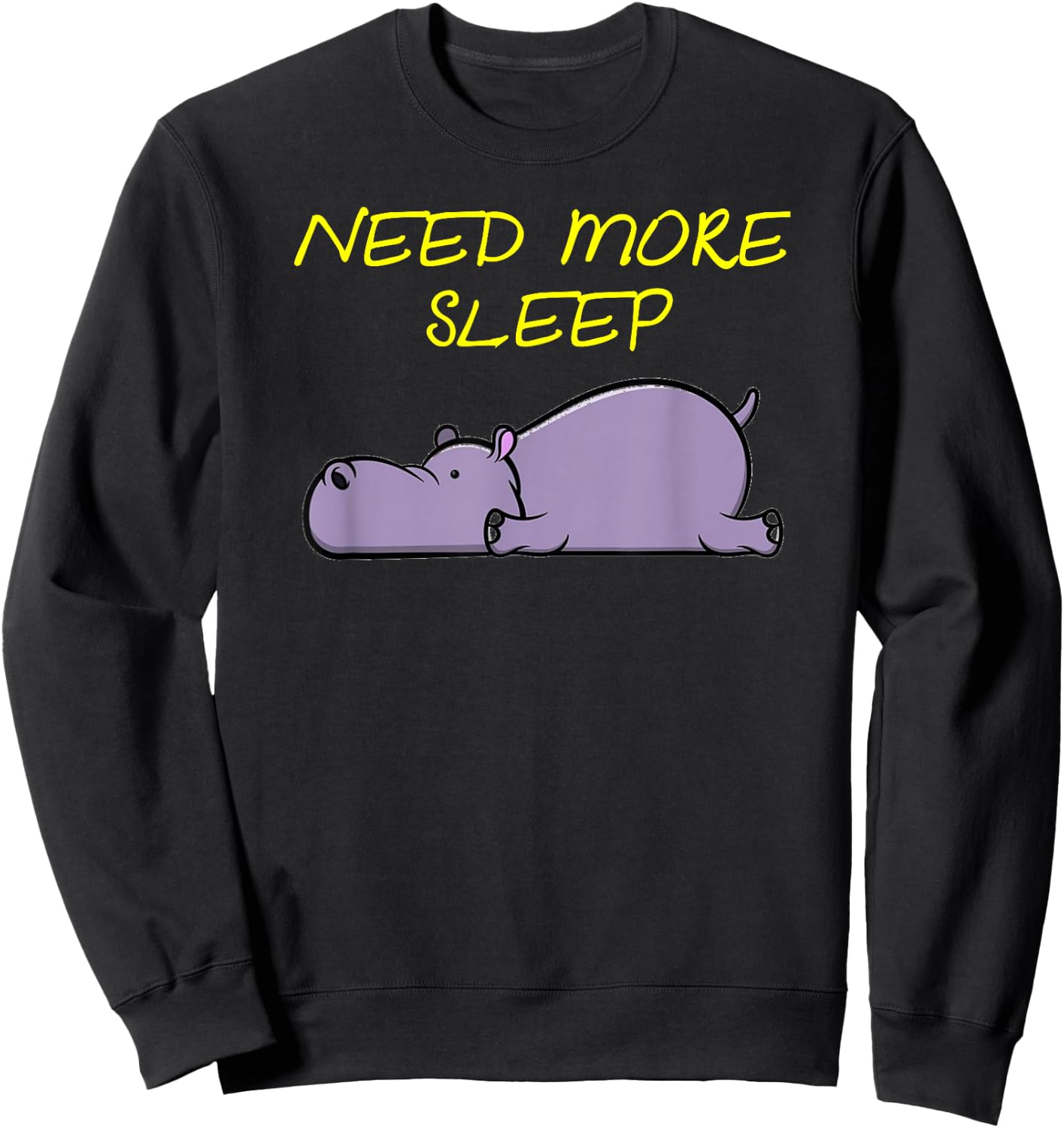 Funny Sleeping Hippo Pajama Design for Bedtime Sweatshirt - Sweatshirt | Black