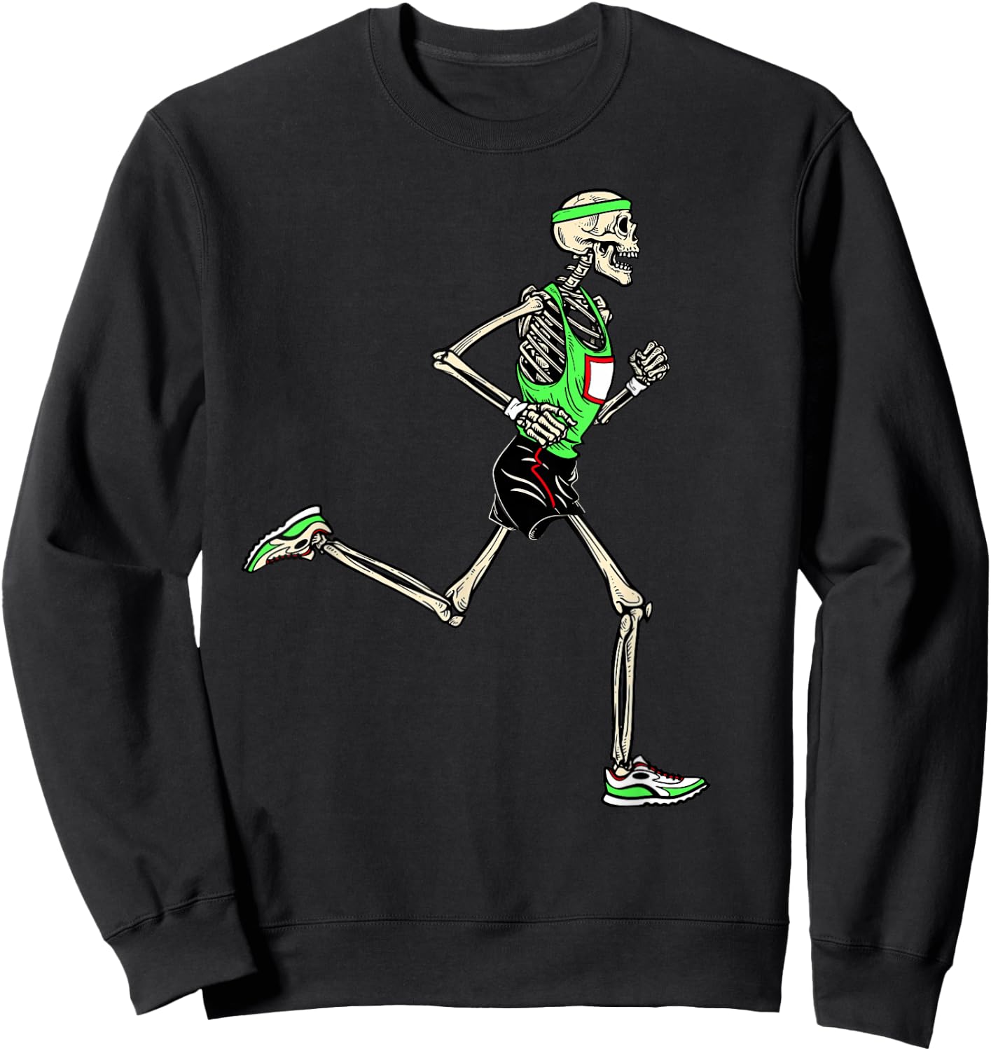 Running Skeleton Funny Halloween Spooky Marathon Runner Sweatshirt - Sweatshirt | Black