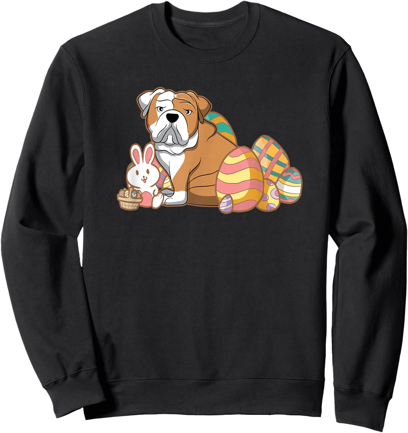 Easter English Bulldog Dog Sweatshirt - Sweatshirt | Black