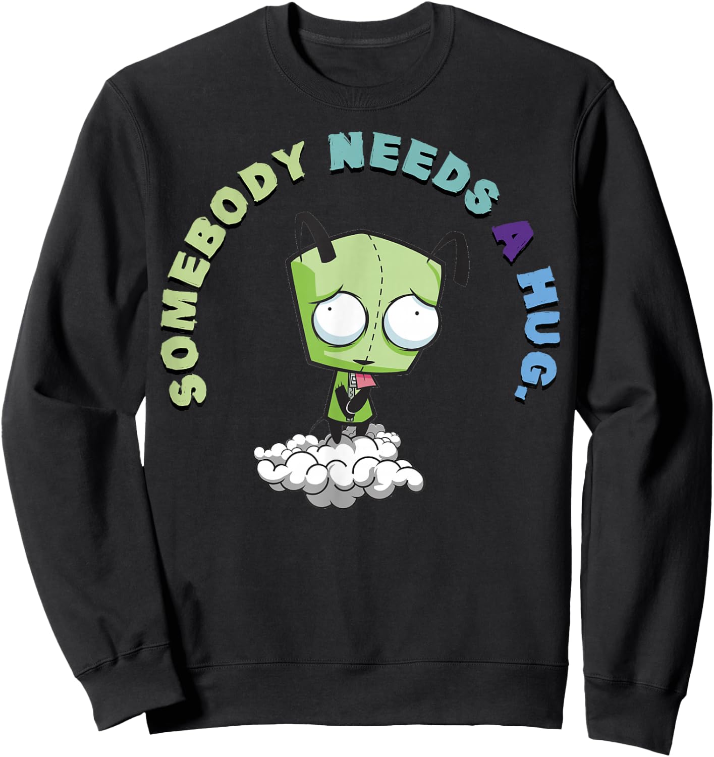 Invader Zim Gir Somebody Needs A Hug Sad Portait Small Sweatshirt - Sweatshirt | Black