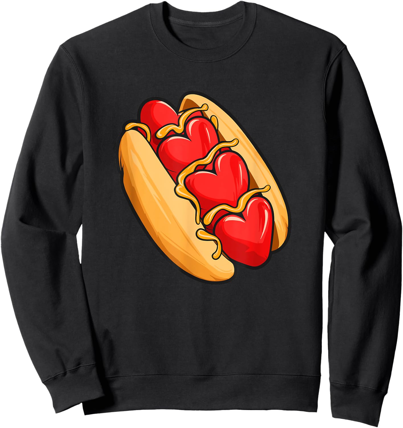 Valentines Day Hotdog Sandwich Sweatshirt - Sweatshirt | Black