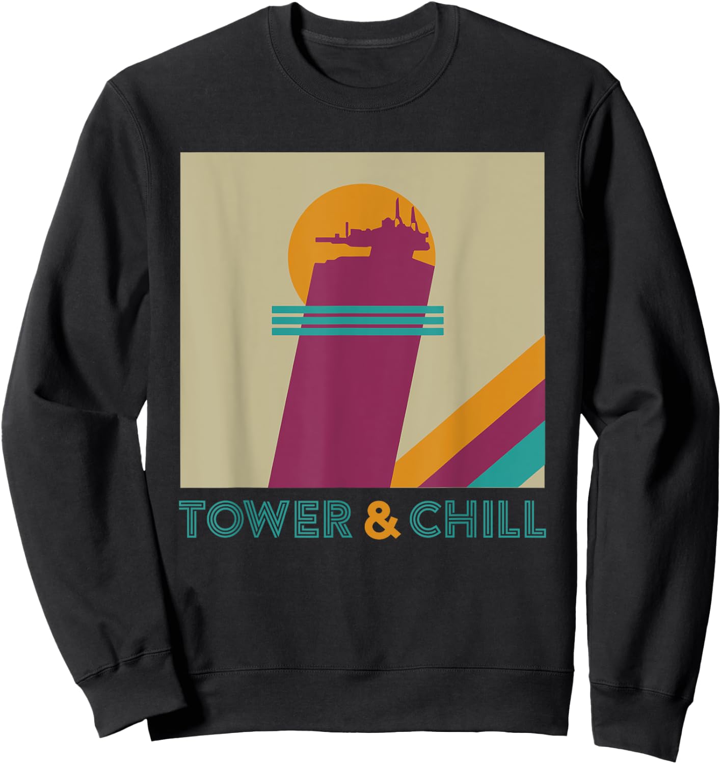 Retro Tower & CHILL - Gamer Titan Hunter Warlock Sweatshirt - Sweatshirt | Black