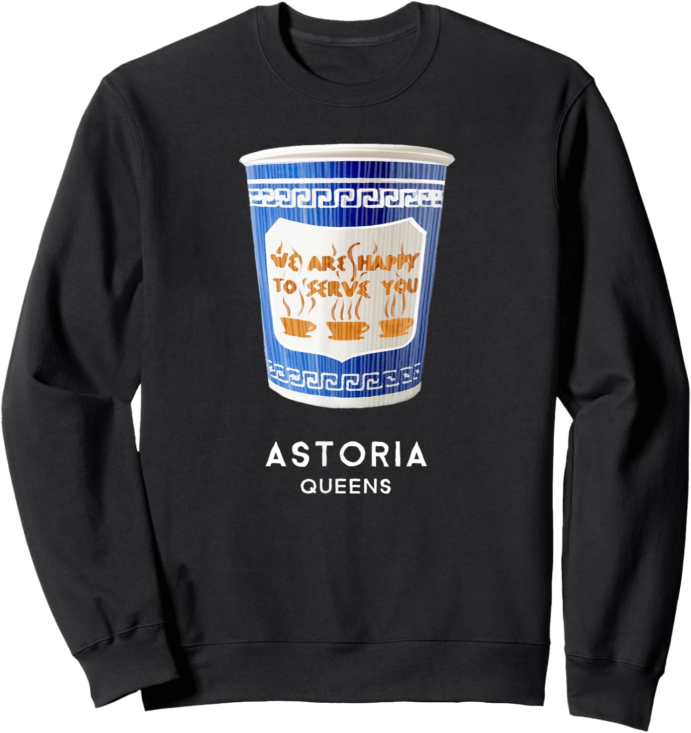 Astoria Queens NYC Greek Coffee Cup Sweatshirt - Sweatshirt | Black