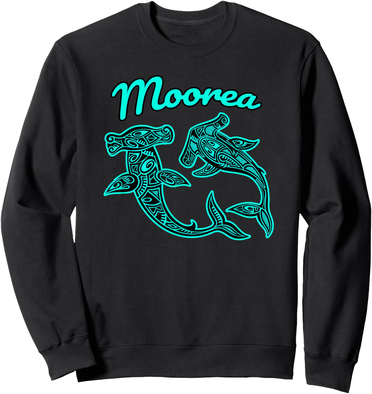 Moorea Tribal Shark graphic Sweatshirt - Sweatshirt | Black