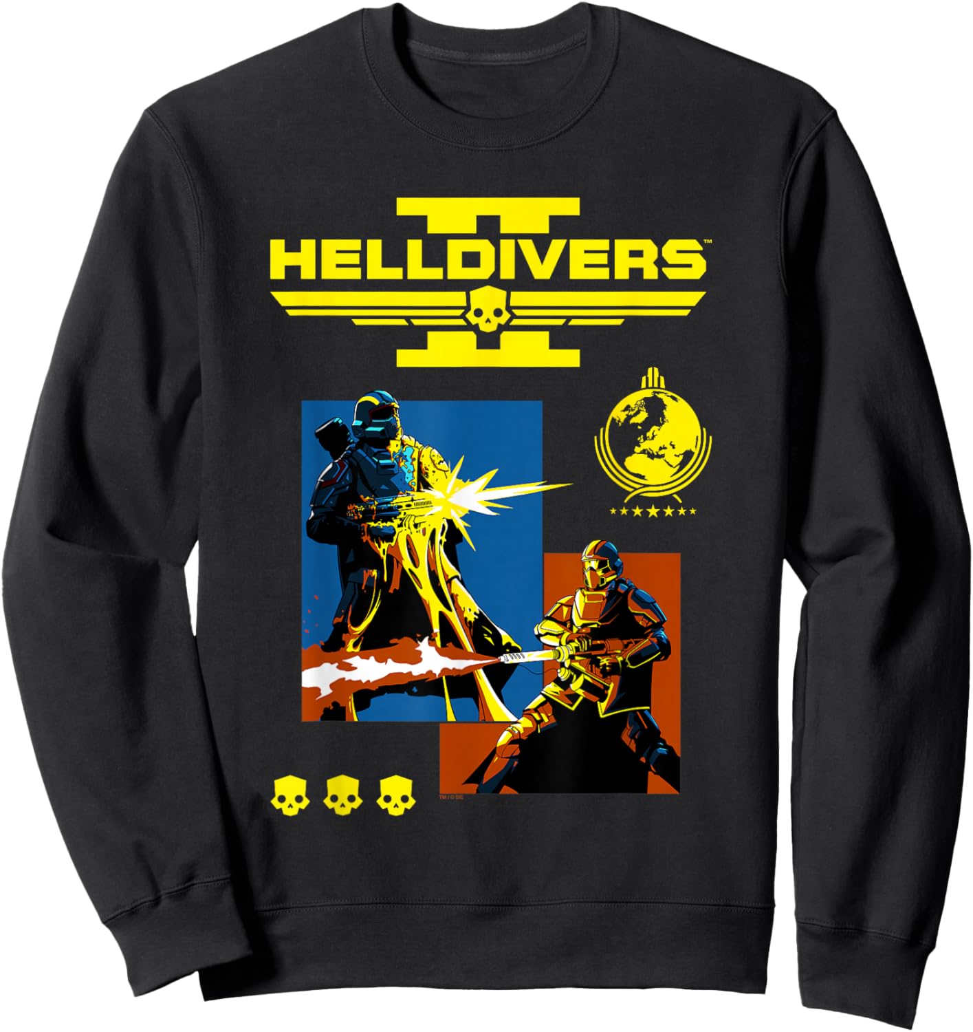 Helldivers 2 Divers for Liberty Collage and Logo Video Game Sweatshirt - Sweatshirt | Black
