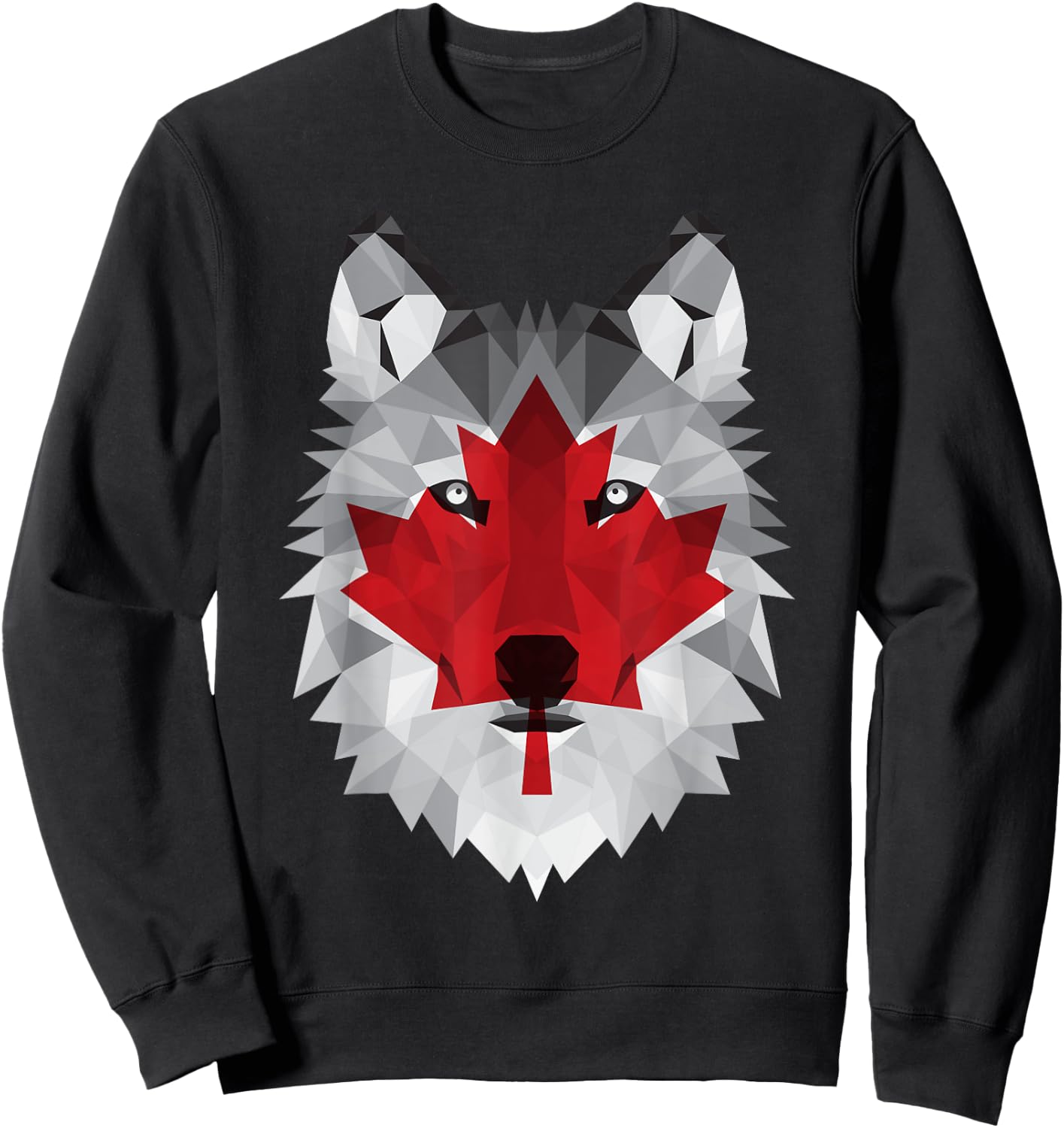 Canada Day July 1st Canadian Maple Leaf Wolf Sweatshirt - Sweatshirt | Black