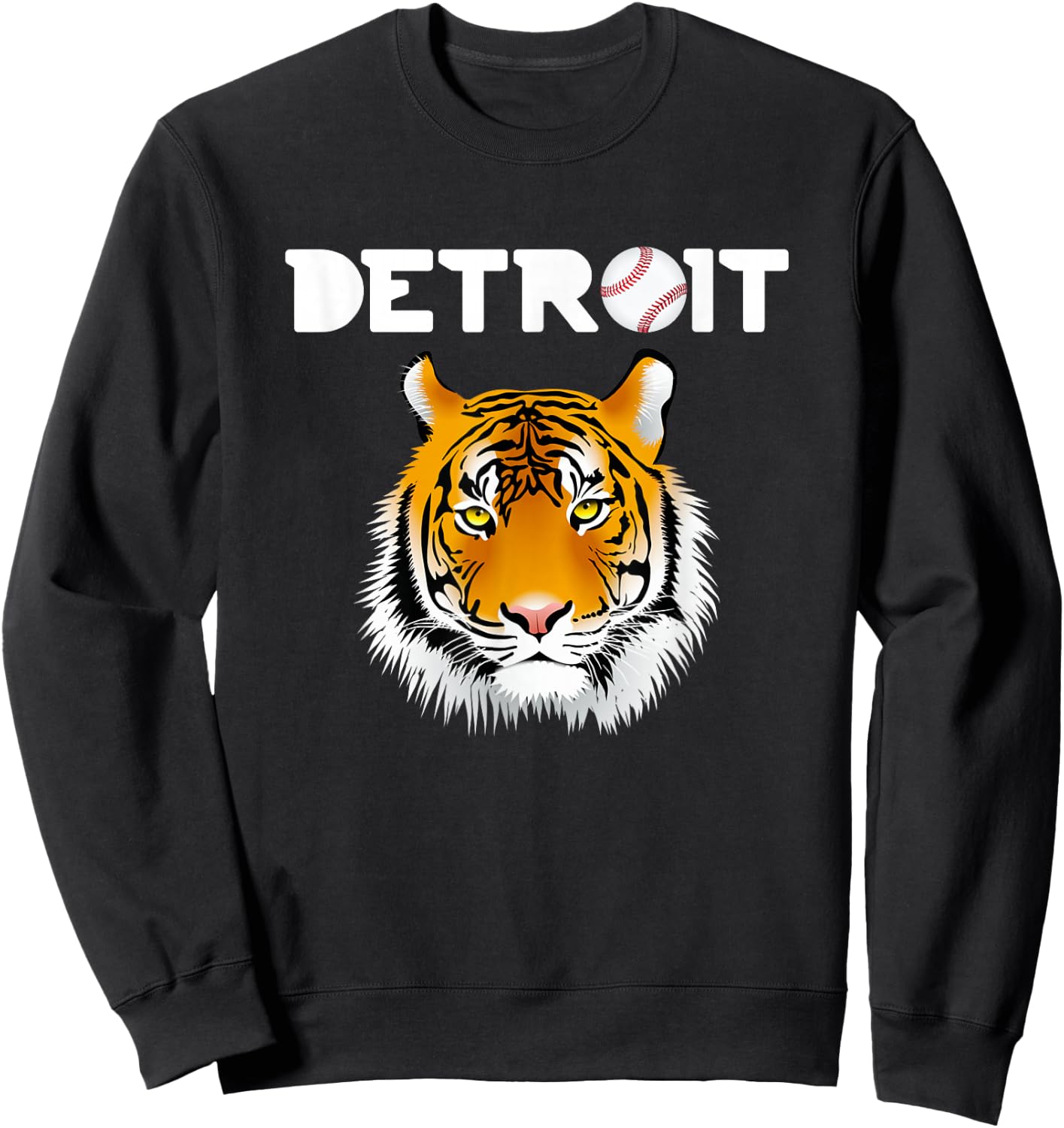 Distressed Tiger Mascot Cool Detroit Tiger Design Sweatshirt - Sweatshirt | Black
