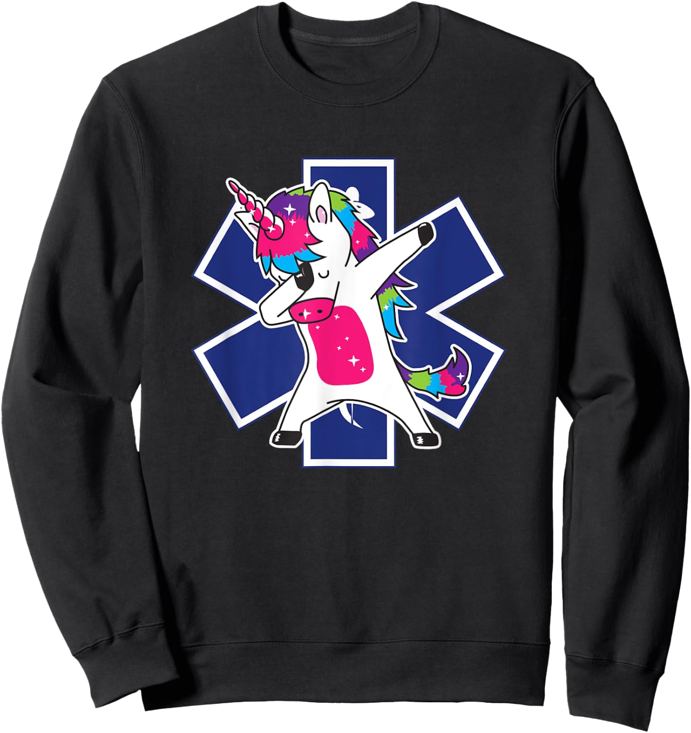 Dabbing Unicorn EMS EMT Nurse Medic Doctor Funny Sweatshirt - Sweatshirt | Black