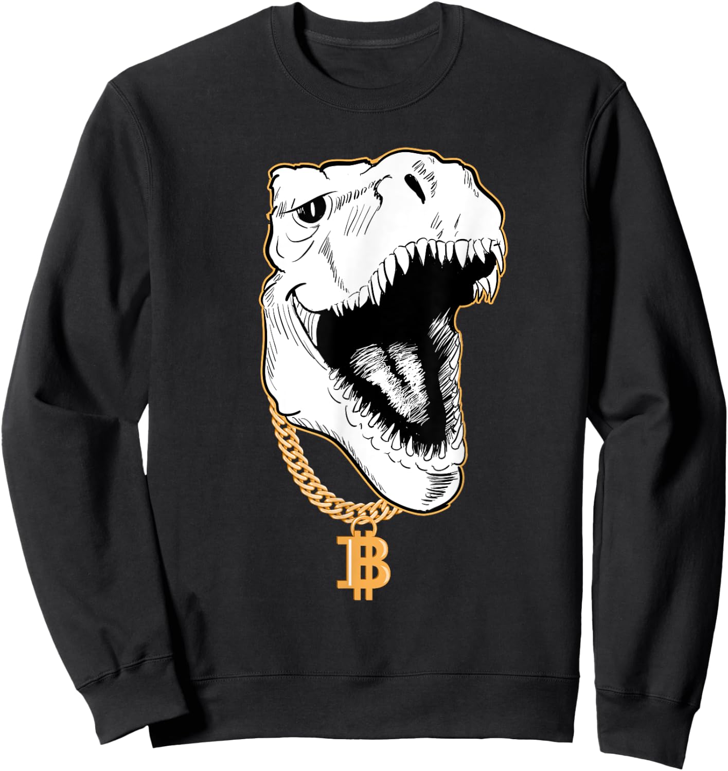 Funny Gangster T-Rex Bitcoin Cryptocurrency Shirt Sweatshirt - Sweatshirt | Black