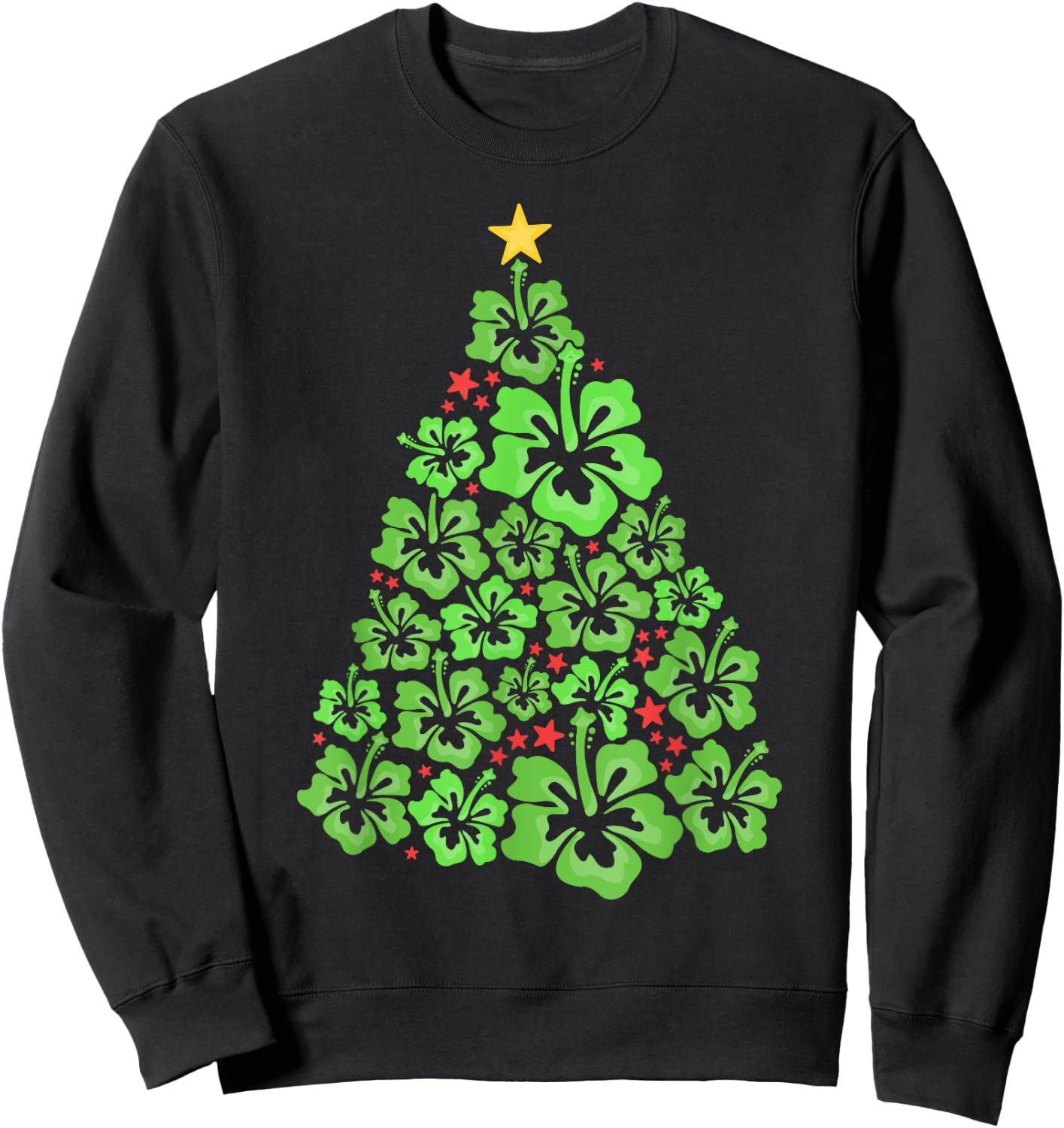 Hawaiian Christmas Tree Mele Kalikimaka Flower Hawaii Sweatshirt - Sweatshirt | Black