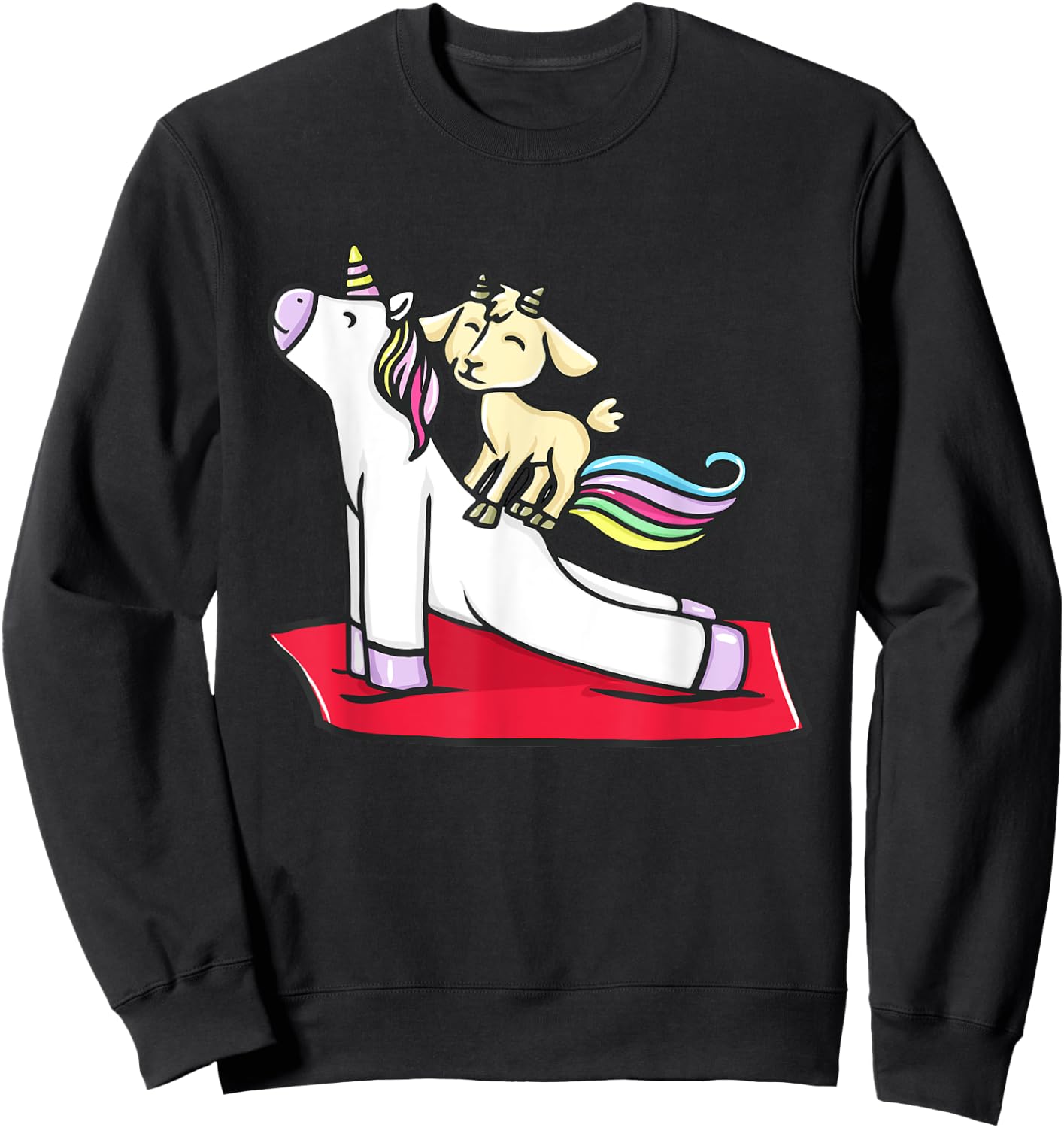 Funny Goat Yoga Spiritual Namaste Unicorn Sweatshirt - Sweatshirt | Black