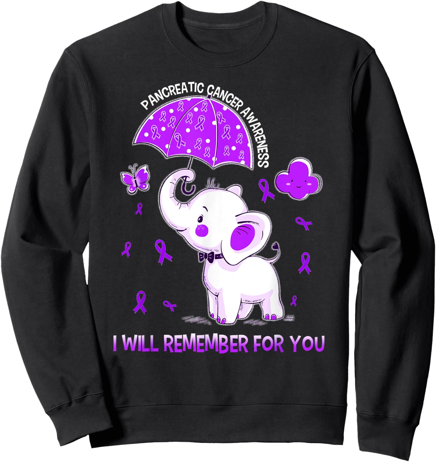 Pancreatic Cancer Awareness Elephant Sweatshirt - Sweatshirt | Black