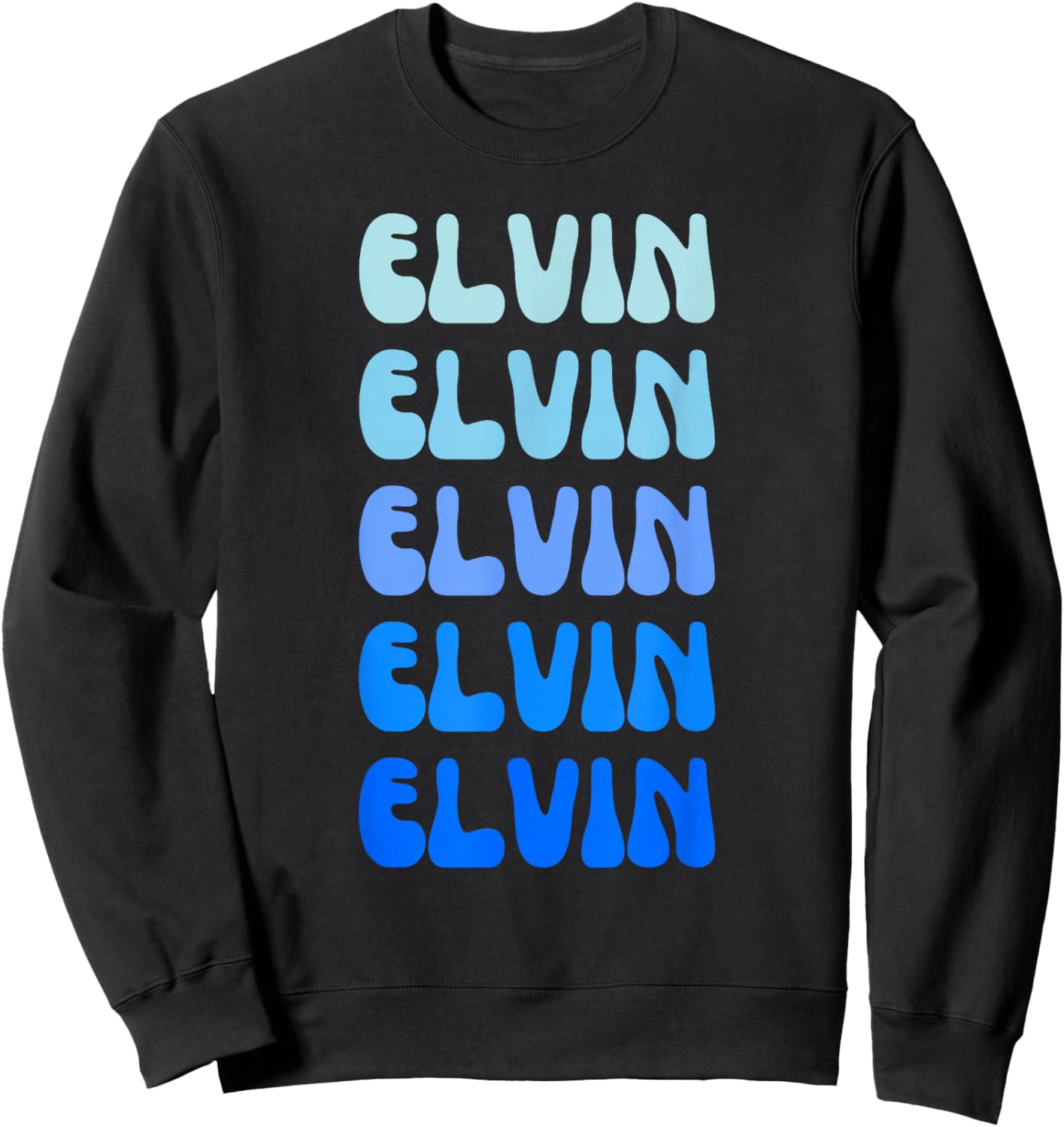 Elvin Retro Name Stack Design Sweatshirt - Sweatshirt | Black