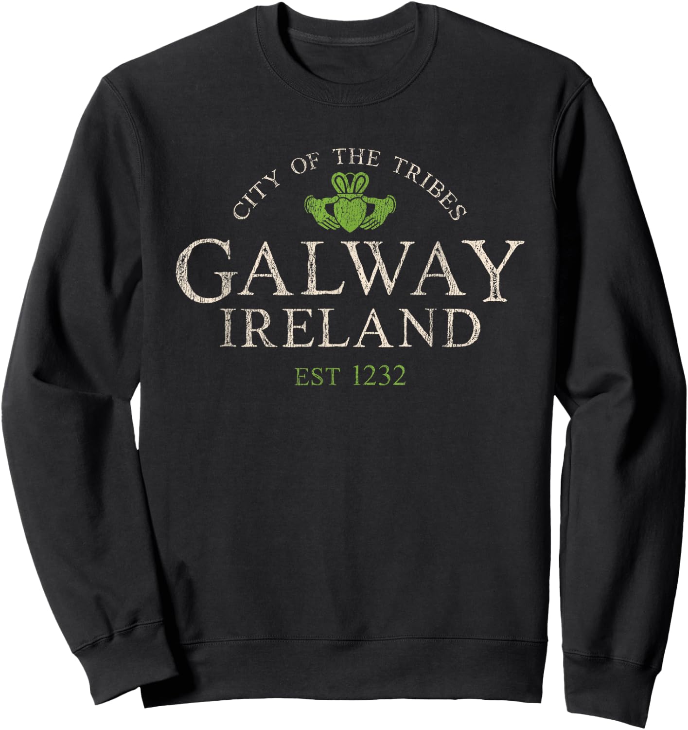 Vintage Irish Souvenir Gifts: Claddagh Galway Ireland Sweatshirt - Sweatshirt | Black
