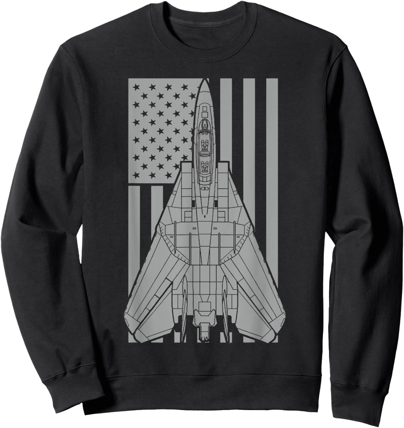 F-14 Tomcat Fighter Jet Military American Flag Sweatshirt - Sweatshirt | Black