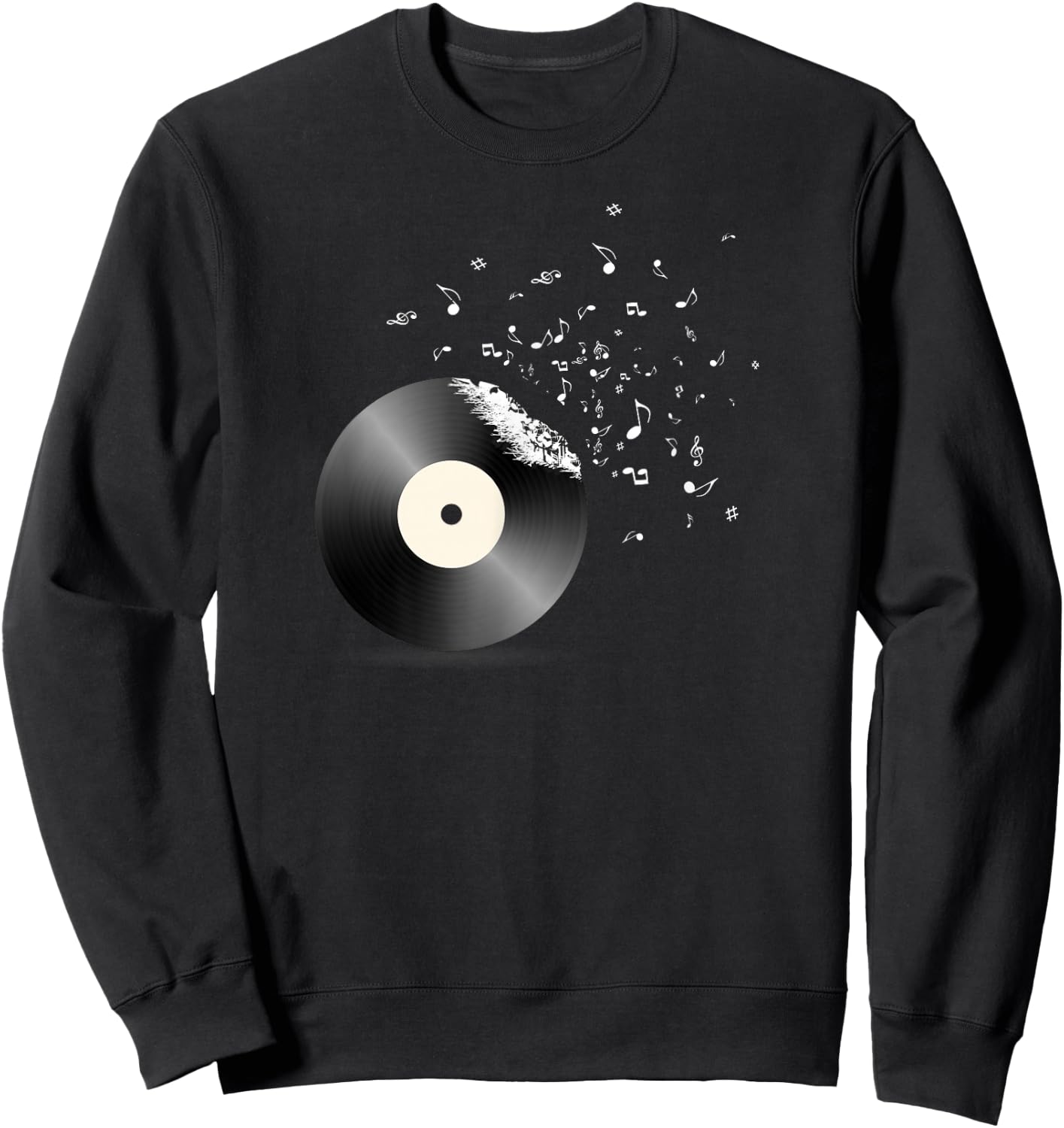 Vinyl Record Shirt - Music Notes Sweatshirt - Sweatshirt | Black
