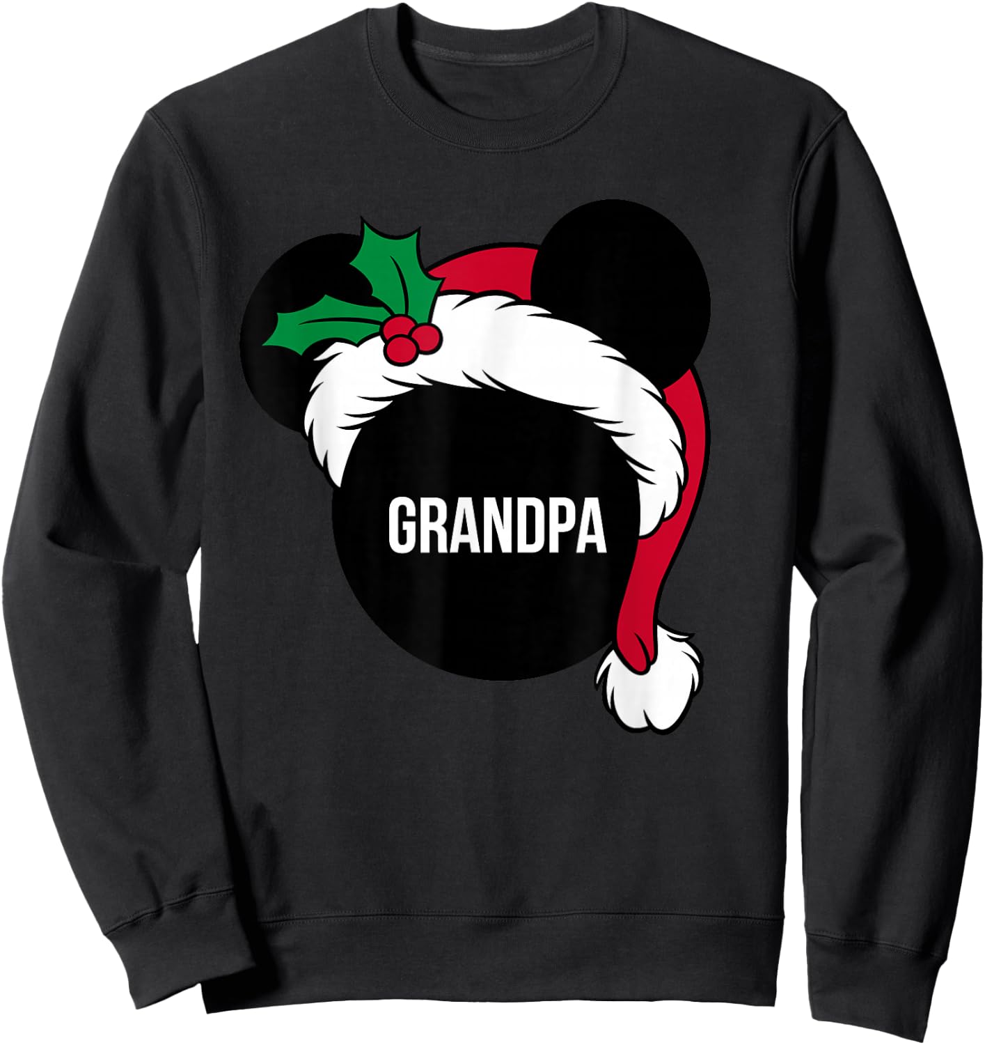 Disney Santa Hat Mickey Christmas Family Matching Grandpa Sweatshirt - Sweatshirt | Black