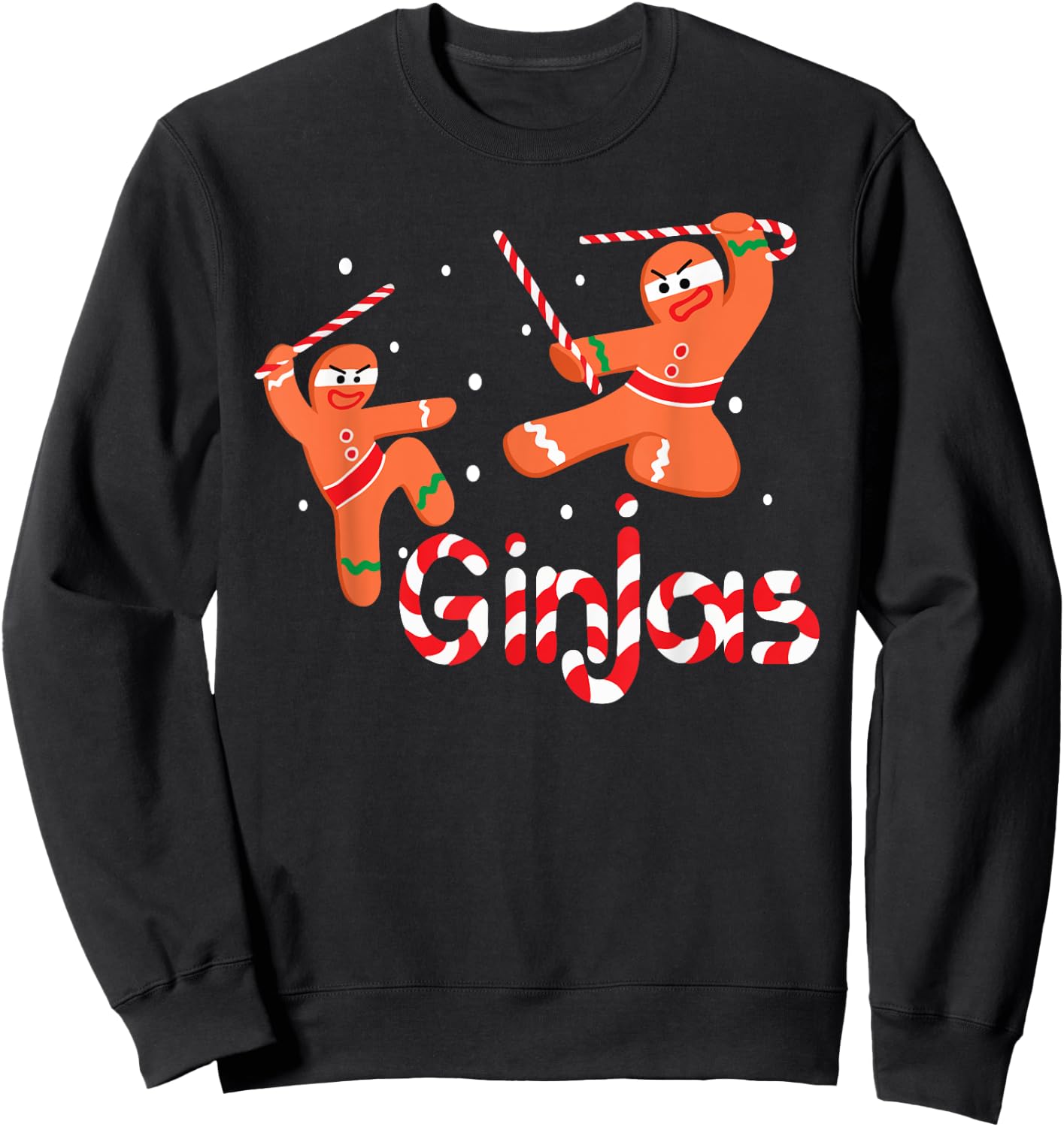 Ginjas Shirt Gingerbread Men Ninjas Christmas Gift Sweatshirt - Sweatshirt | Black