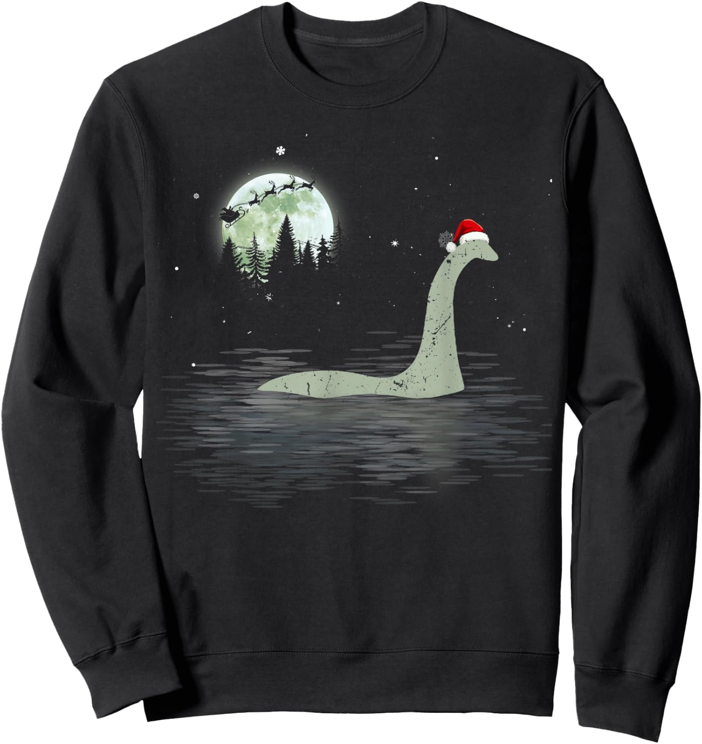 Loch Ness Monster Christmas Santa Nessie Xmas Pajamas Sweatshirt - Sweatshirt | Black