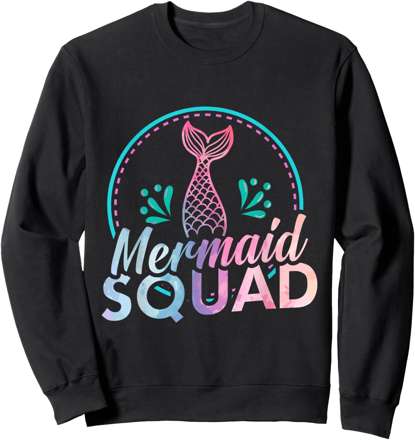 Mermaid Squad Birthday Party Girls Sweatshirt - Sweatshirt | Black