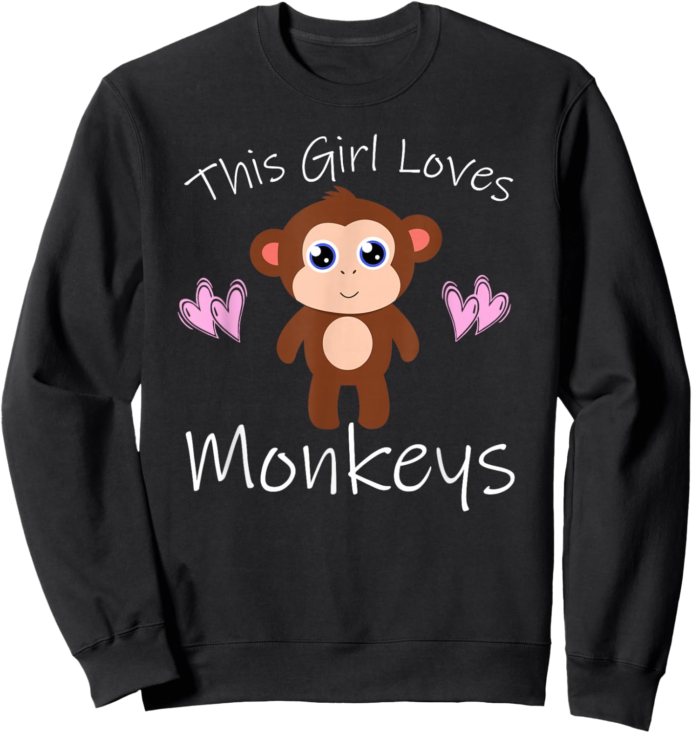 Monkey THIS GIRL LOVES MONKEYS Cute Kids Mom Gift Sweatshirt - Sweatshirt | Black