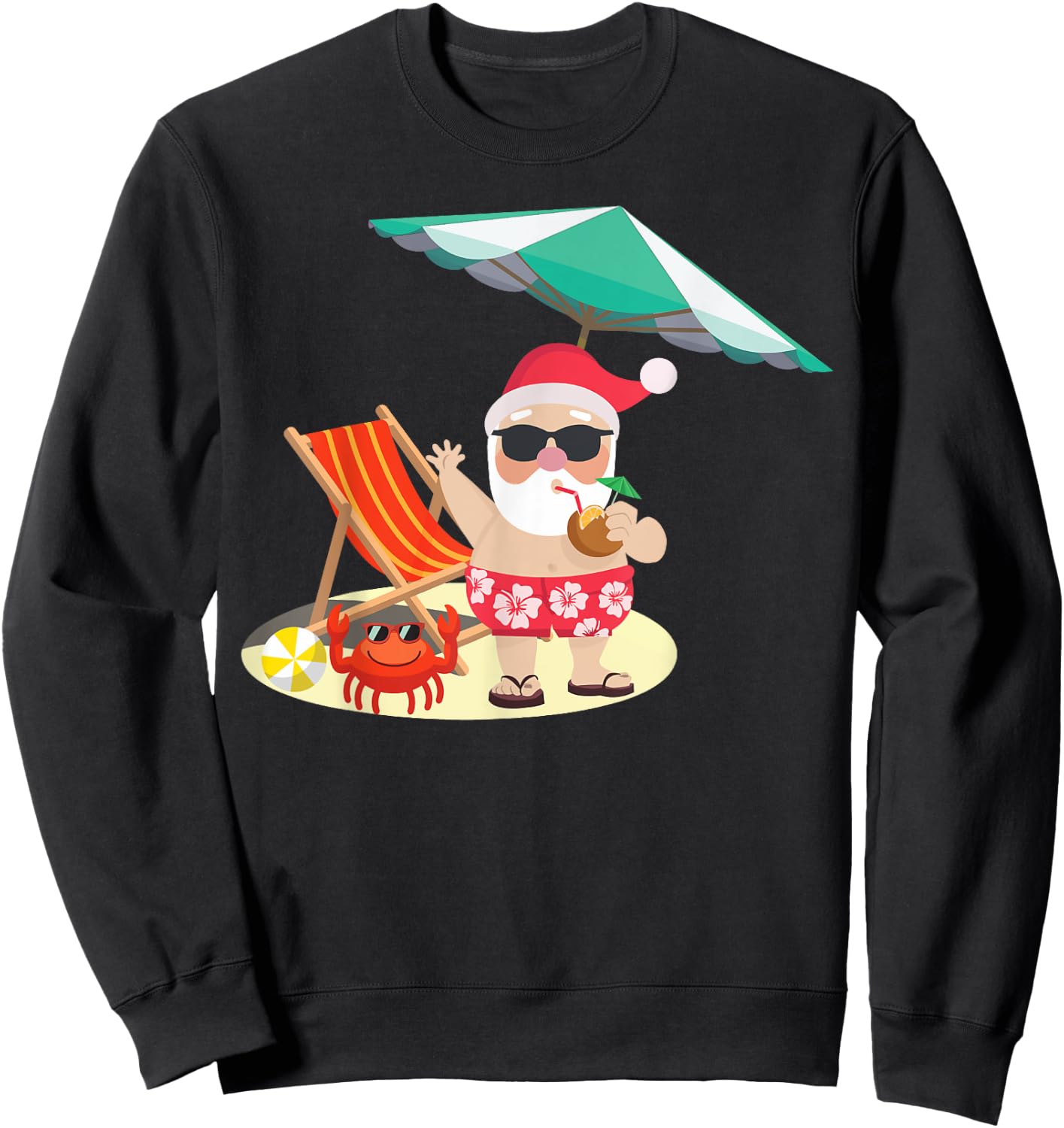 Santa Claus Beach Funny Summer Christmas In July Men Women Kids Sweatshirt - Sweatshirt | Black