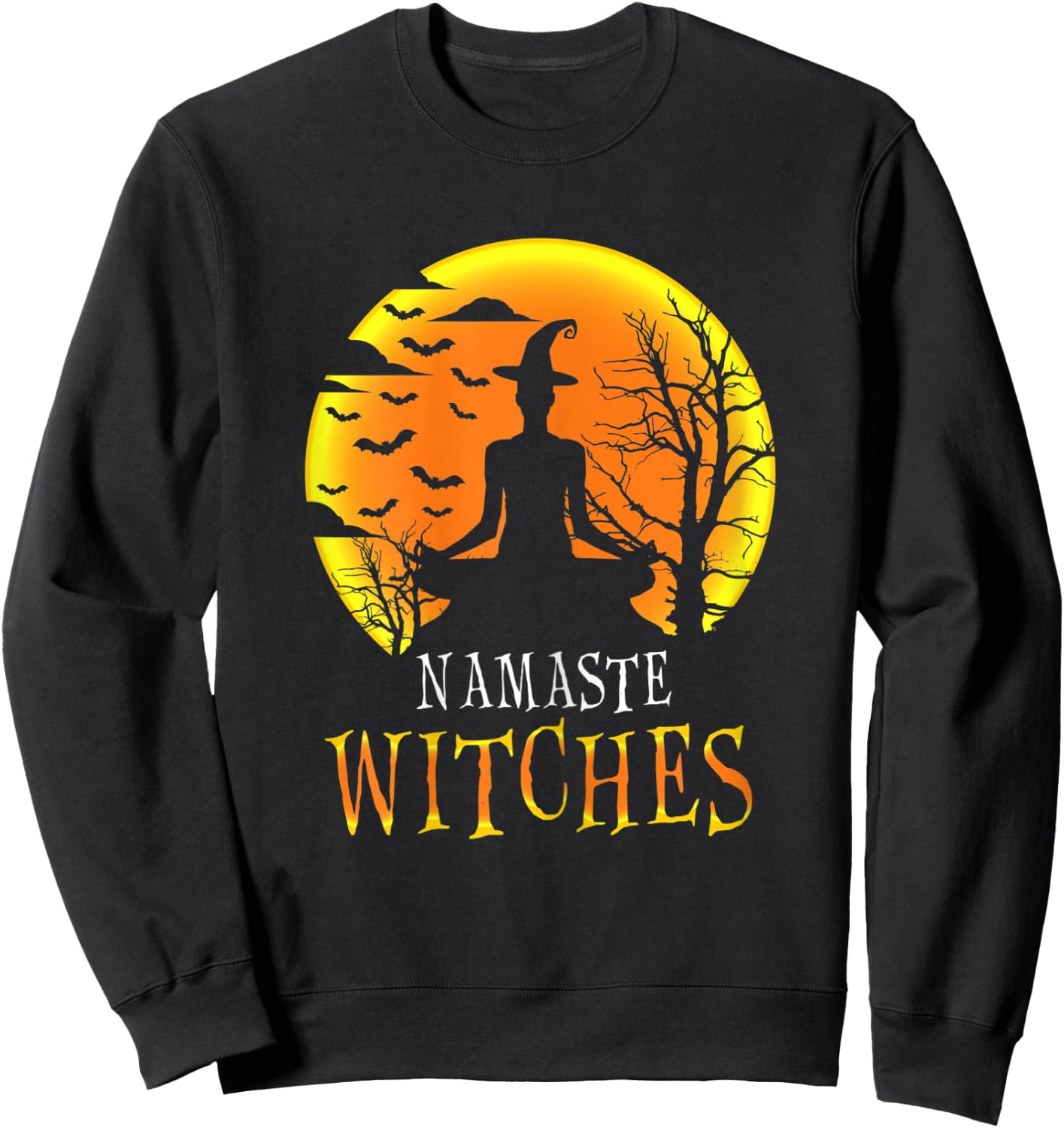 Yoga Funny Namaste Witches Halloween Girls Women Gift Sweatshirt - Sweatshirt | Black