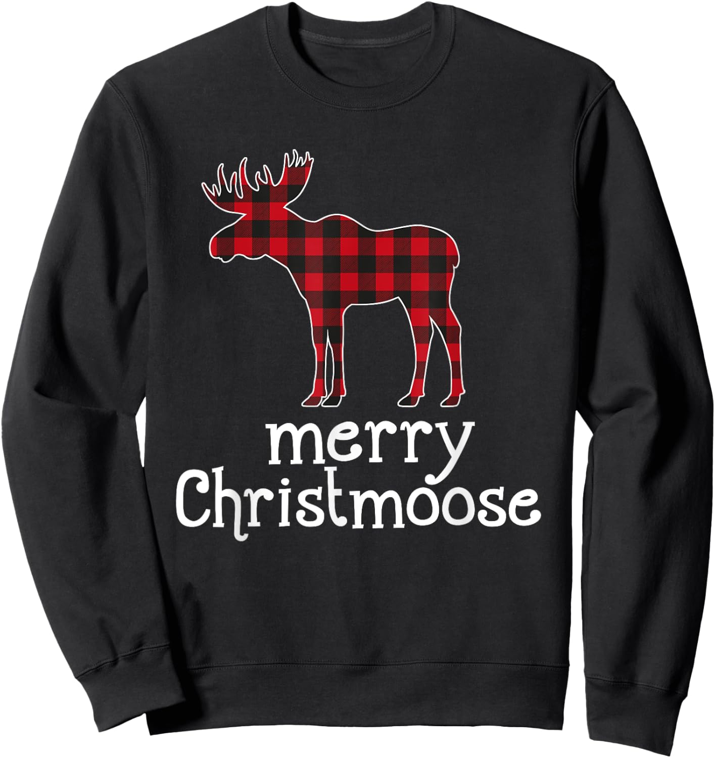 Red Plaid Merry Christmoose Christmas T Shirt Moose Lovers Sweatshirt - Sweatshirt | Black