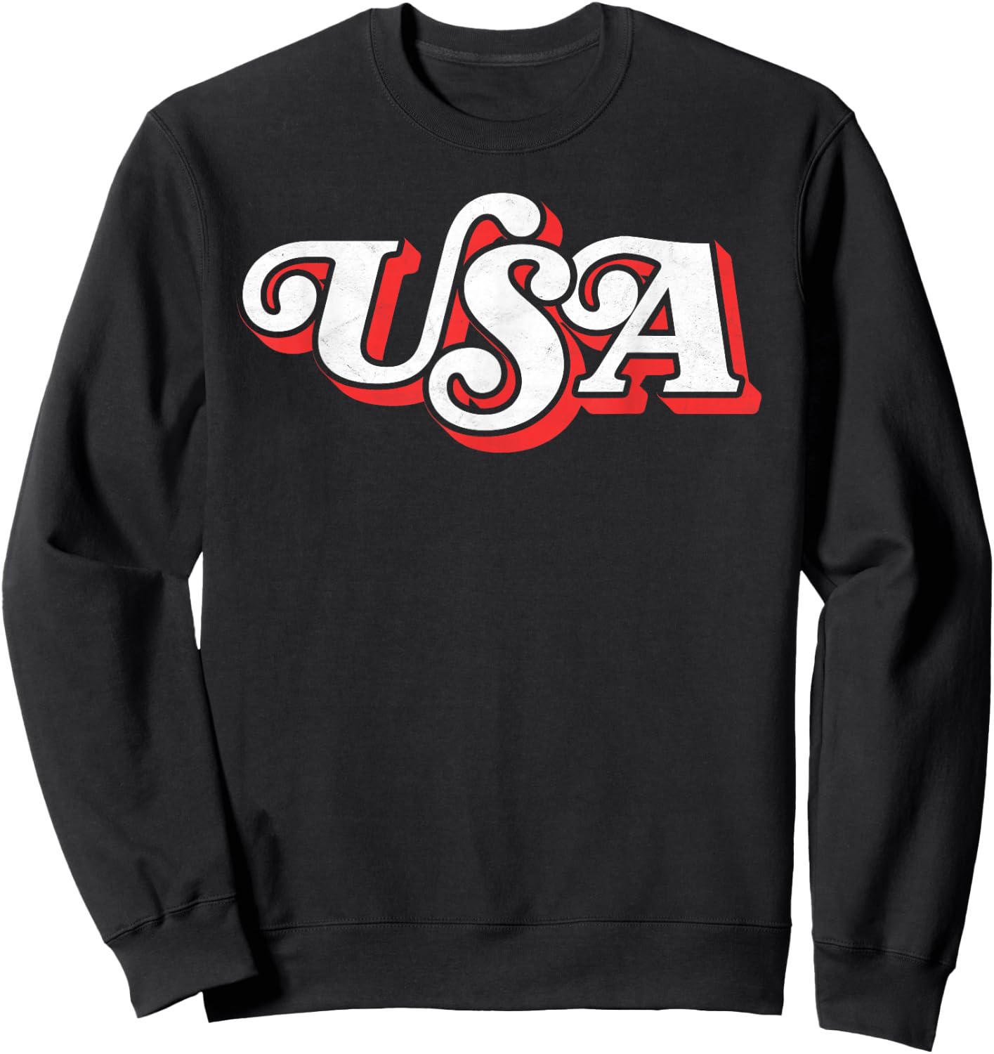 Vintage USA Retro Typography Patriotic 4th of July 80's Sweatshirt - Sweatshirt | Black