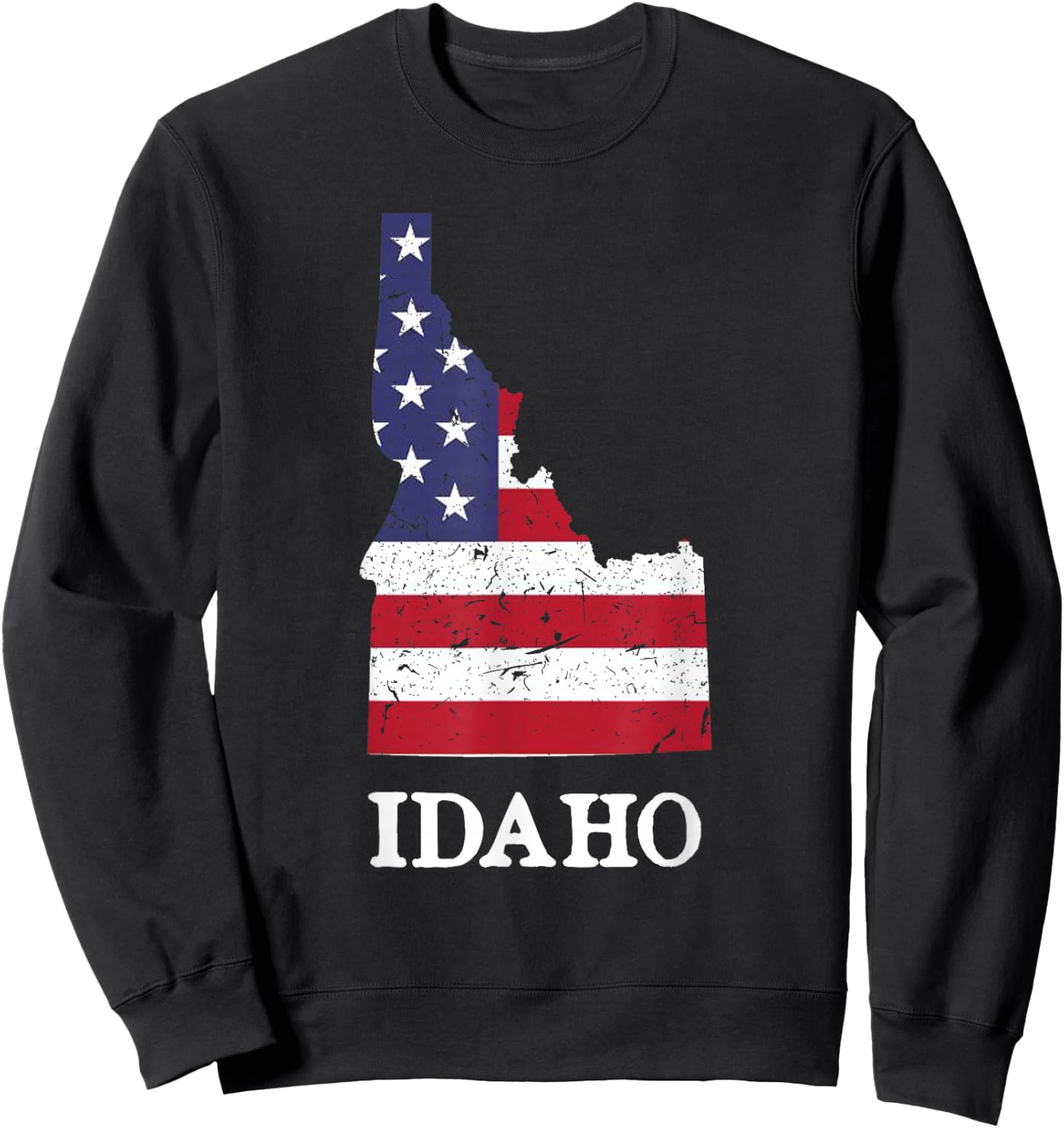 Idaho Map State American Flag Shirt 4th Of July Pride Sweatshirt - Sweatshirt | Black