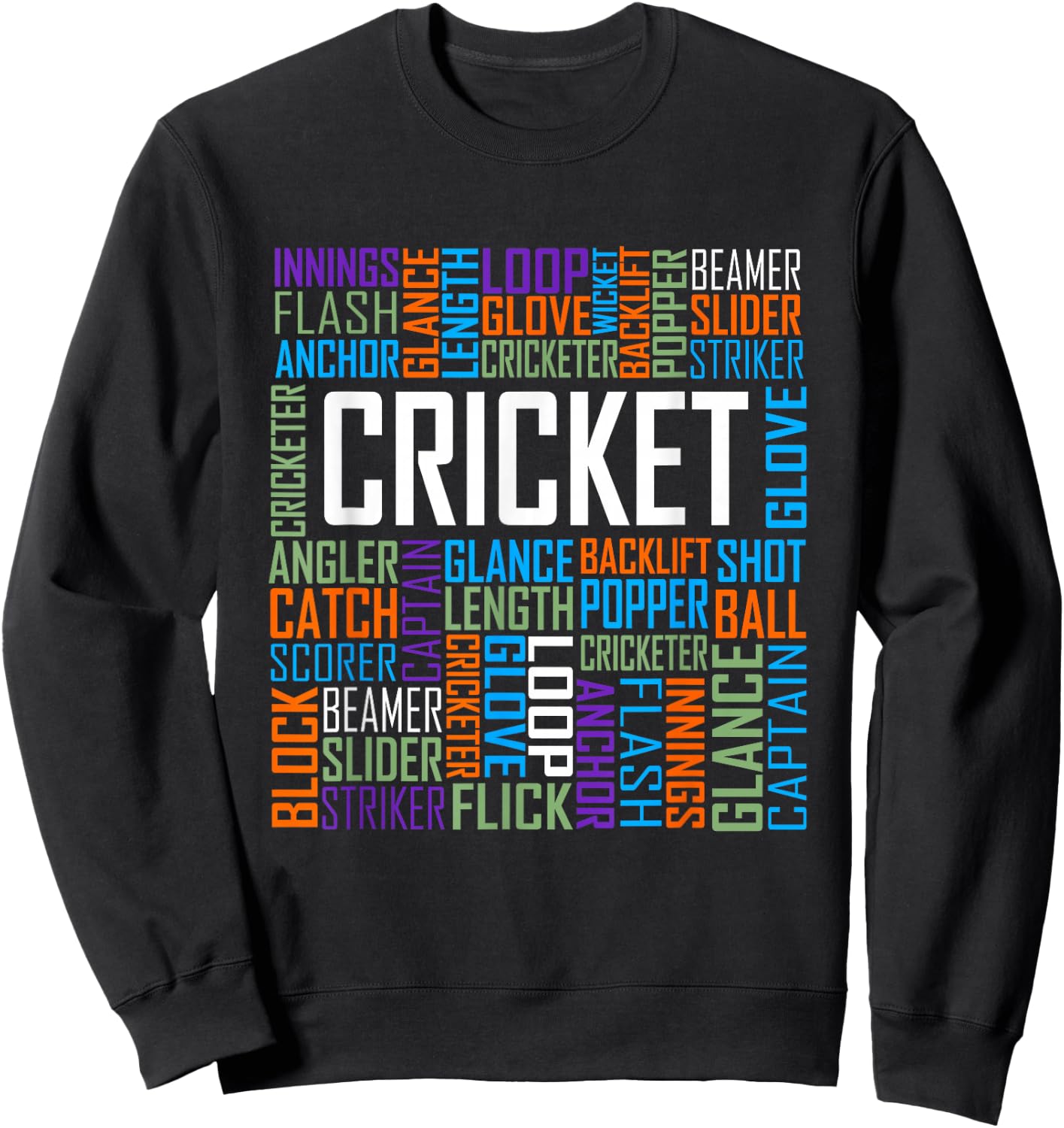 Cricket Lover Words Gift Sweatshirt - Sweatshirt | Black