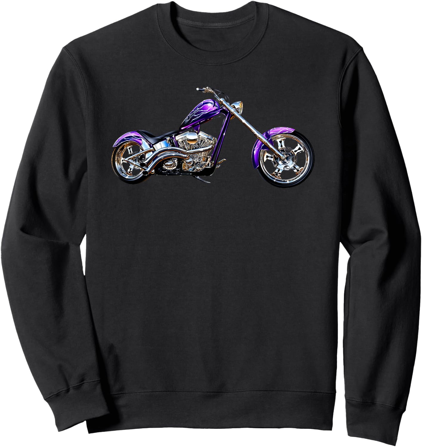 Purple Chopper Motorcycle Sweatshirt - Sweatshirt | Black