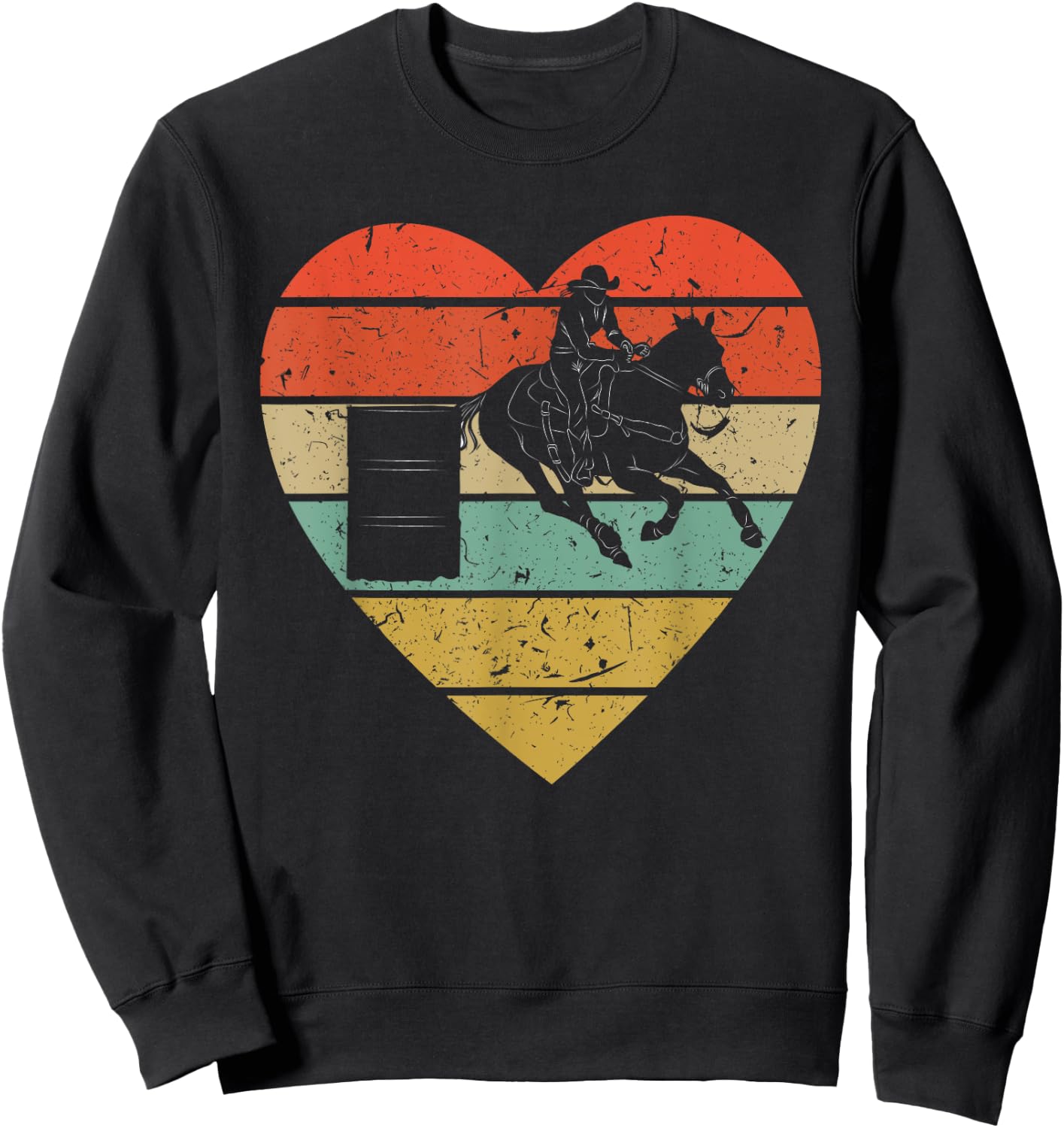 Barrel Racing Vintage Design | Retro Horse Rider Heart Sport Sweatshirt - Sweatshirt | Black