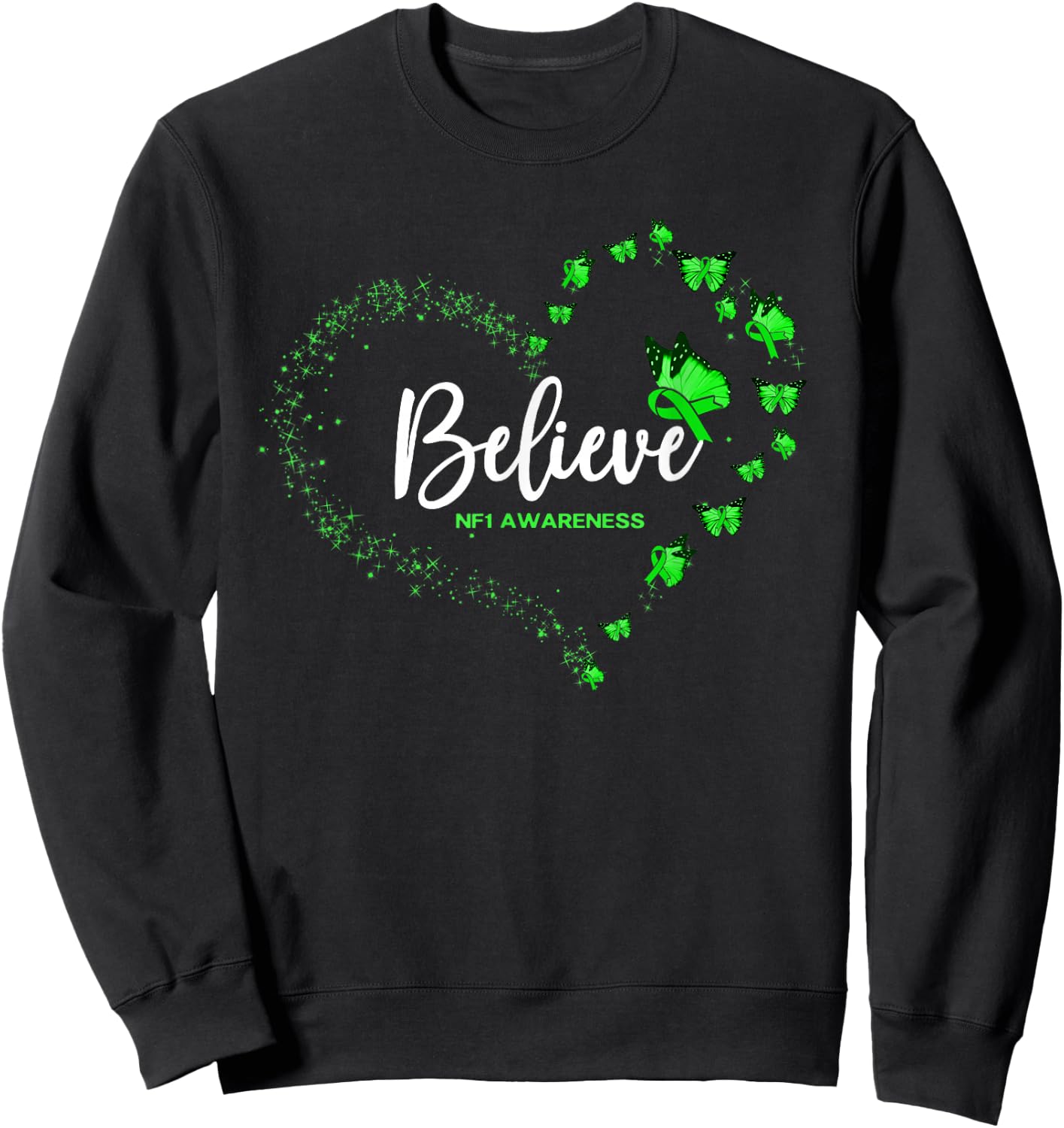 NF1 Awareness Butterfly Believe Sweatshirt - Sweatshirt | Black