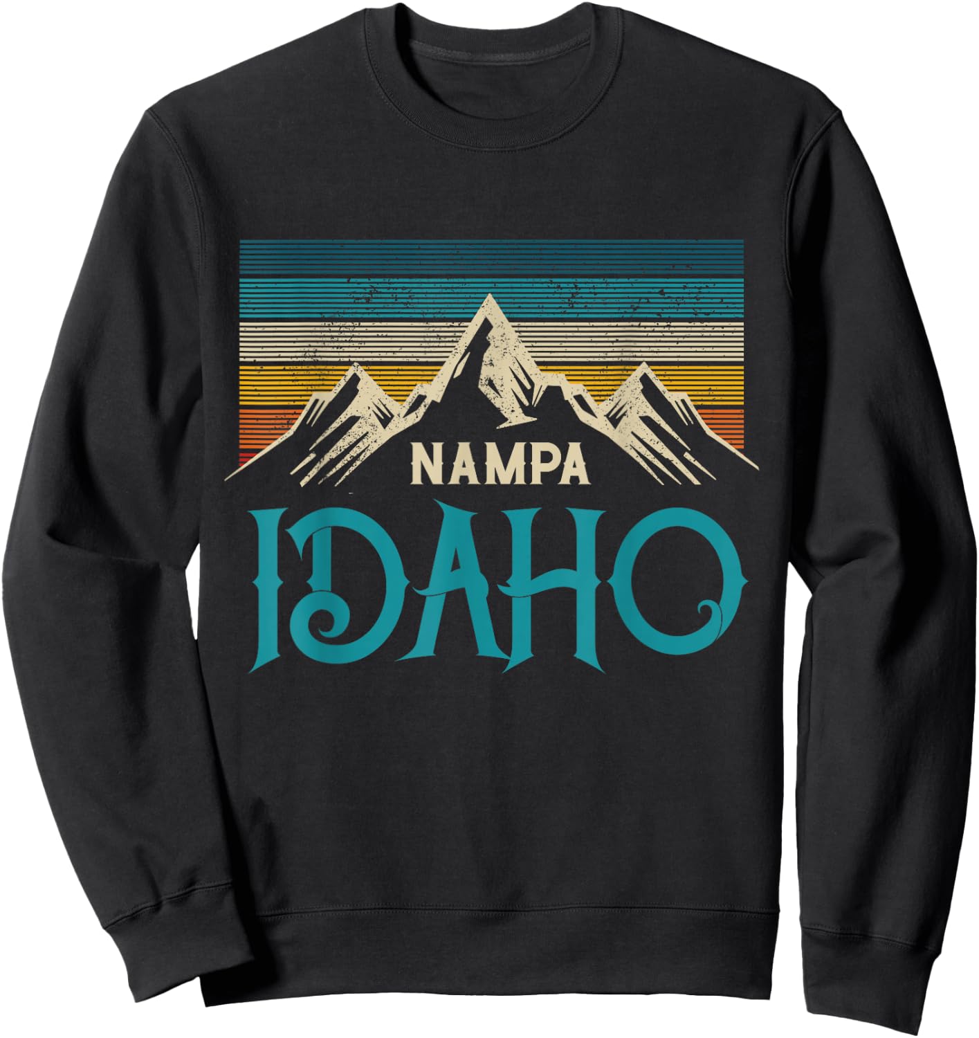 Nampa Idaho Vintage Mountains Souvenir Gift Sweatshirt - Sweatshirt | Black