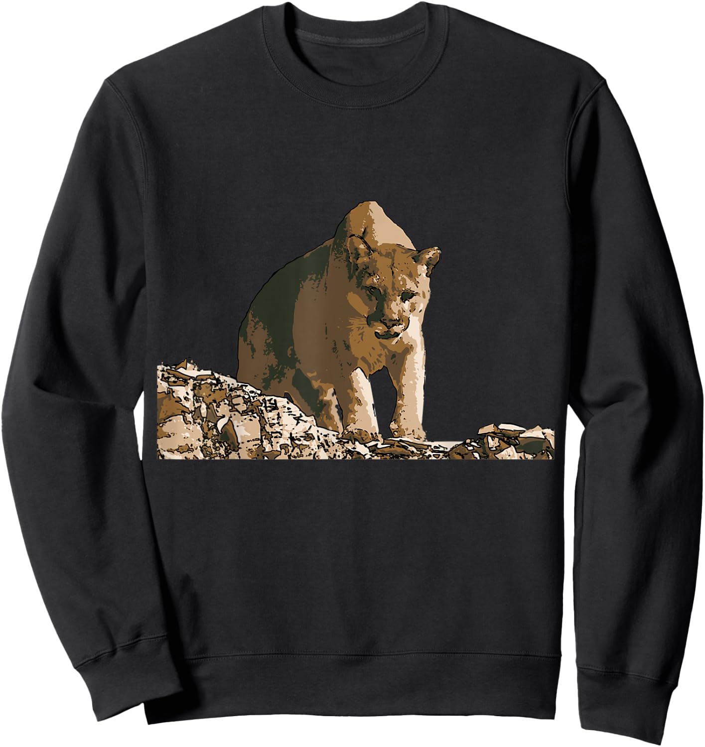 Mountain Lion Wildlife Poster Sweatshirt - Sweatshirt | Black