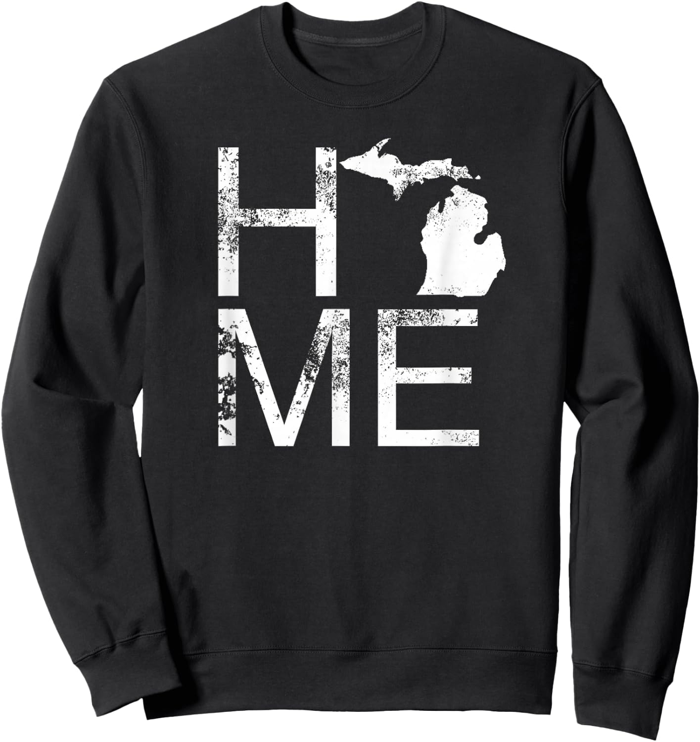 Michigan Home Shirt MI State Love Pride Map Distressed Sweatshirt - Sweatshirt | Black