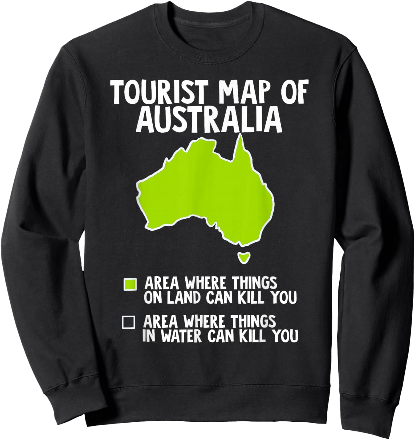 Funny Tourist Map of Australia Sweatshirt - Sweatshirt | Black