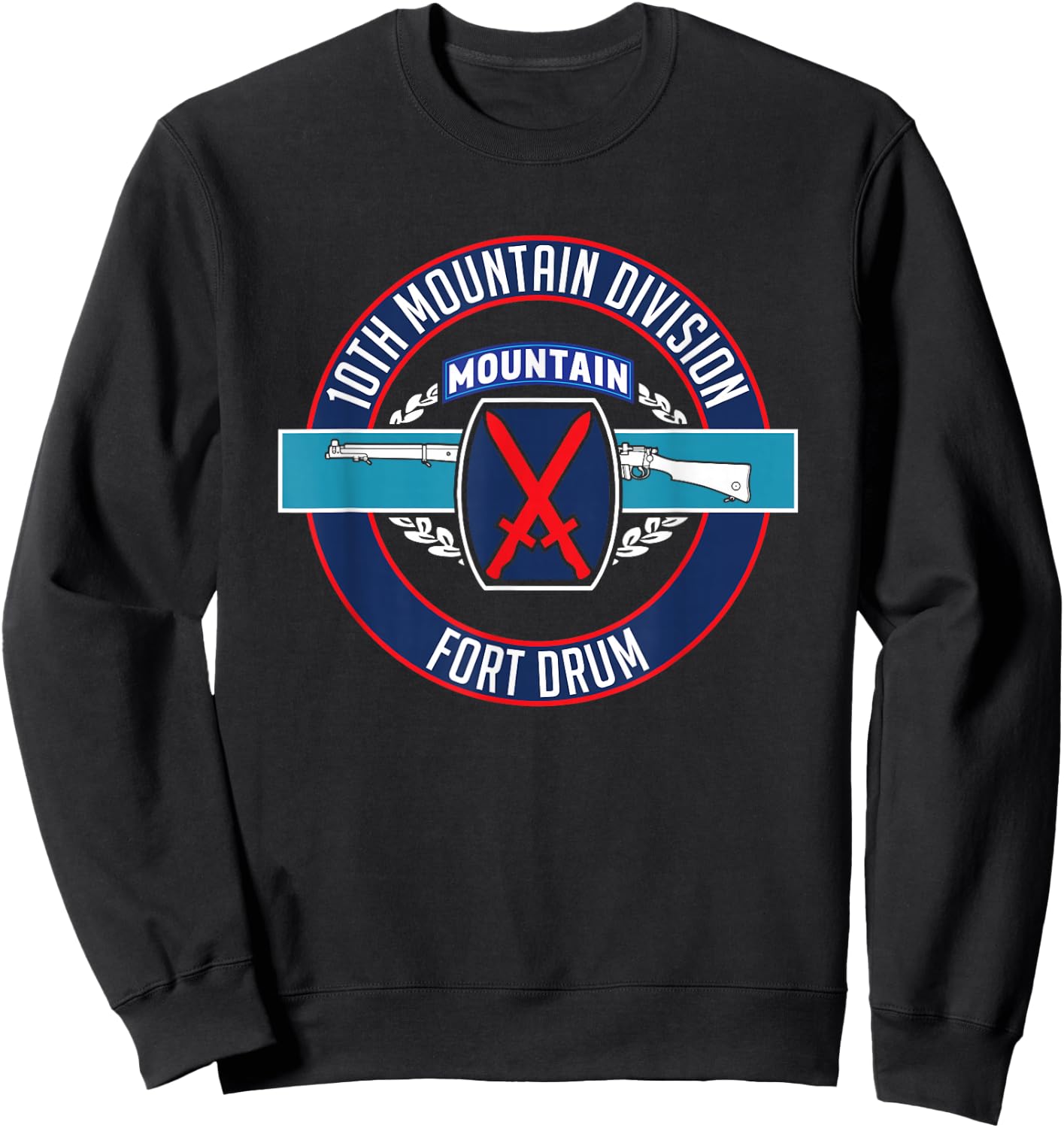Fort Drum 10th Mountain Division Infantry T Shirt Sweatshirt - Sweatshirt | Black