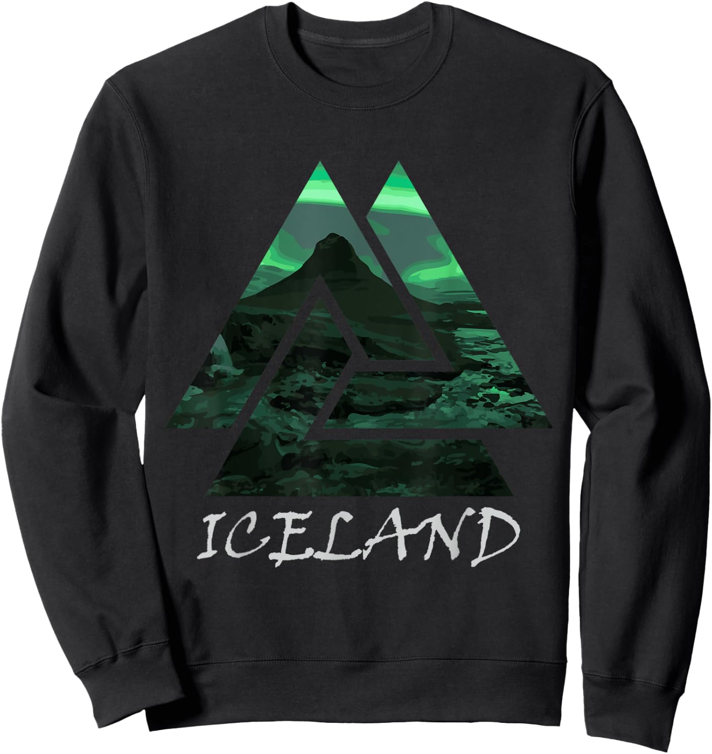 Iceland Northern Lights Triangle , Nature Sweatshirt - Sweatshirt | Black